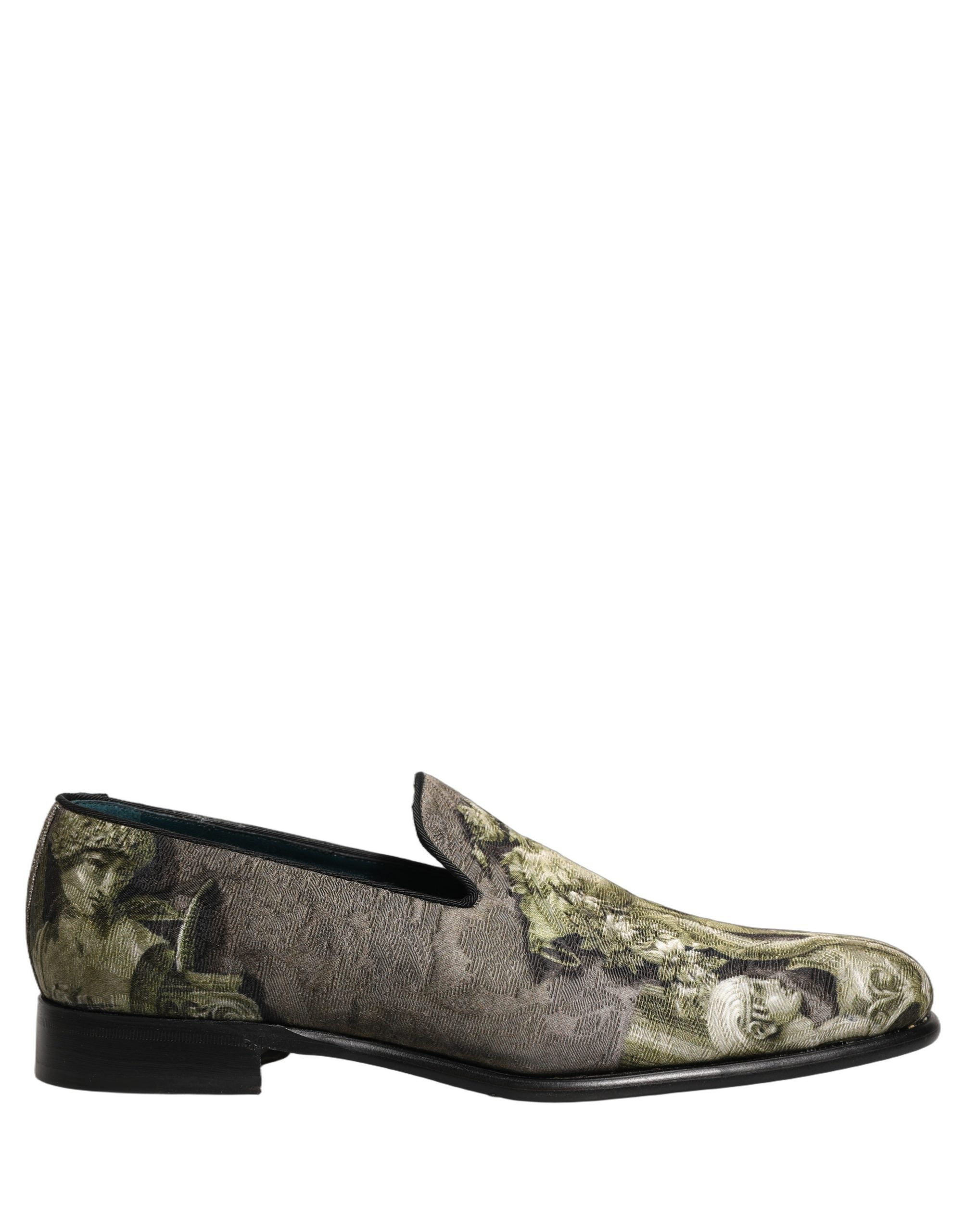 Dolce & Gabbana Brown Baroque Print Slip On Men Loafers Shoes