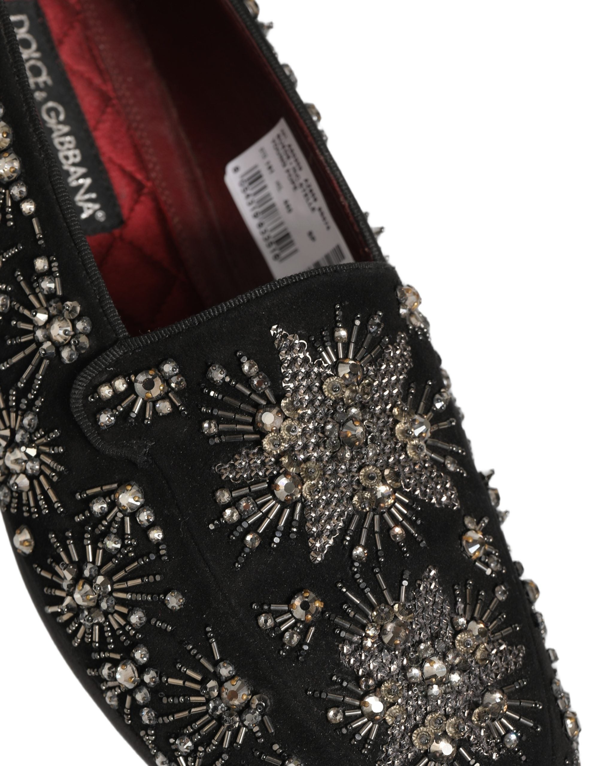 Dolce & Gabbana Black Crystal Embellished Dress Loafers Shoes