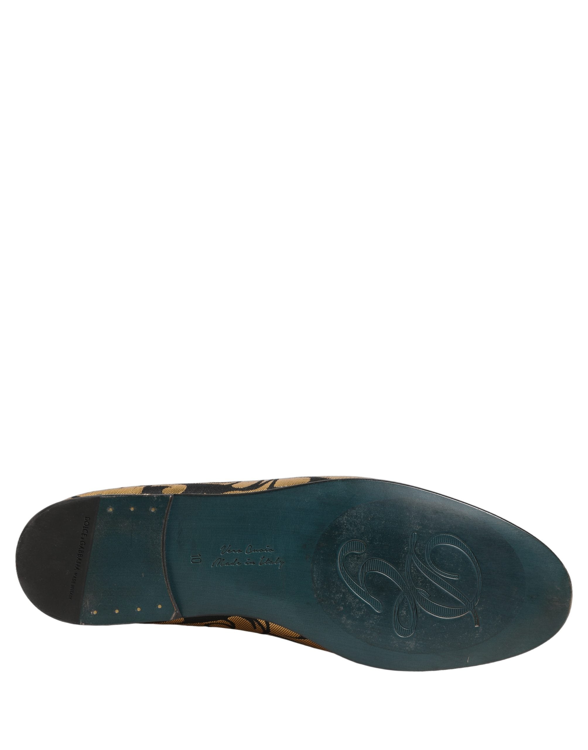 Dolce & Gabbana Black Gold Floral Jacquard Dress Loafers Shoes