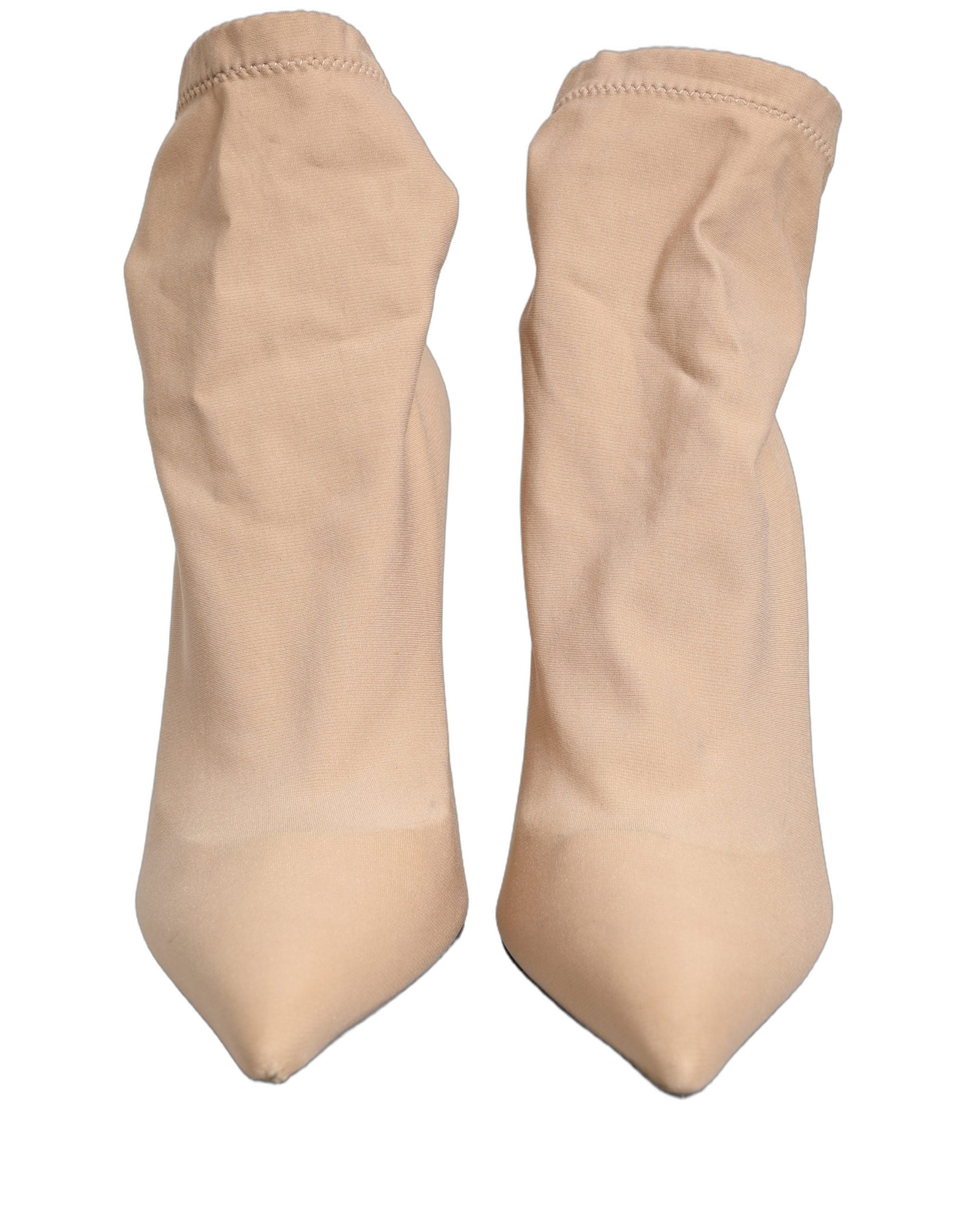 Dolce & Gabbana Beige Stretch Socks Heels Ankle Boots Shoes