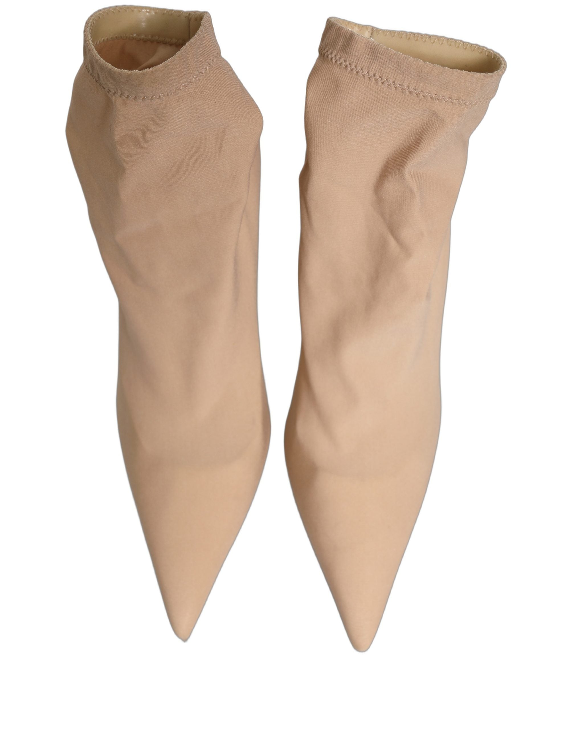 Dolce & Gabbana Beige Stretch Socks Heels Ankle Boots Shoes