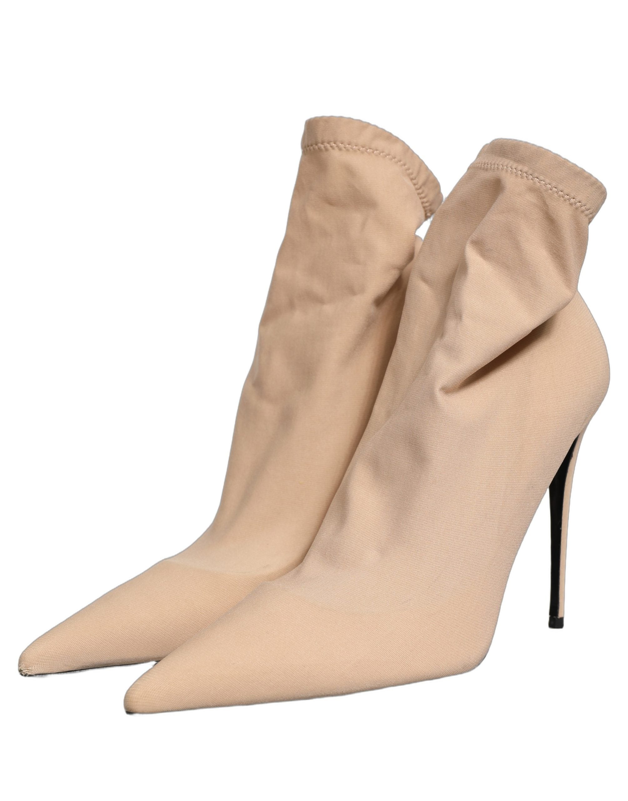 Dolce & Gabbana Beige Stretch Socks Heels Ankle Boots Shoes