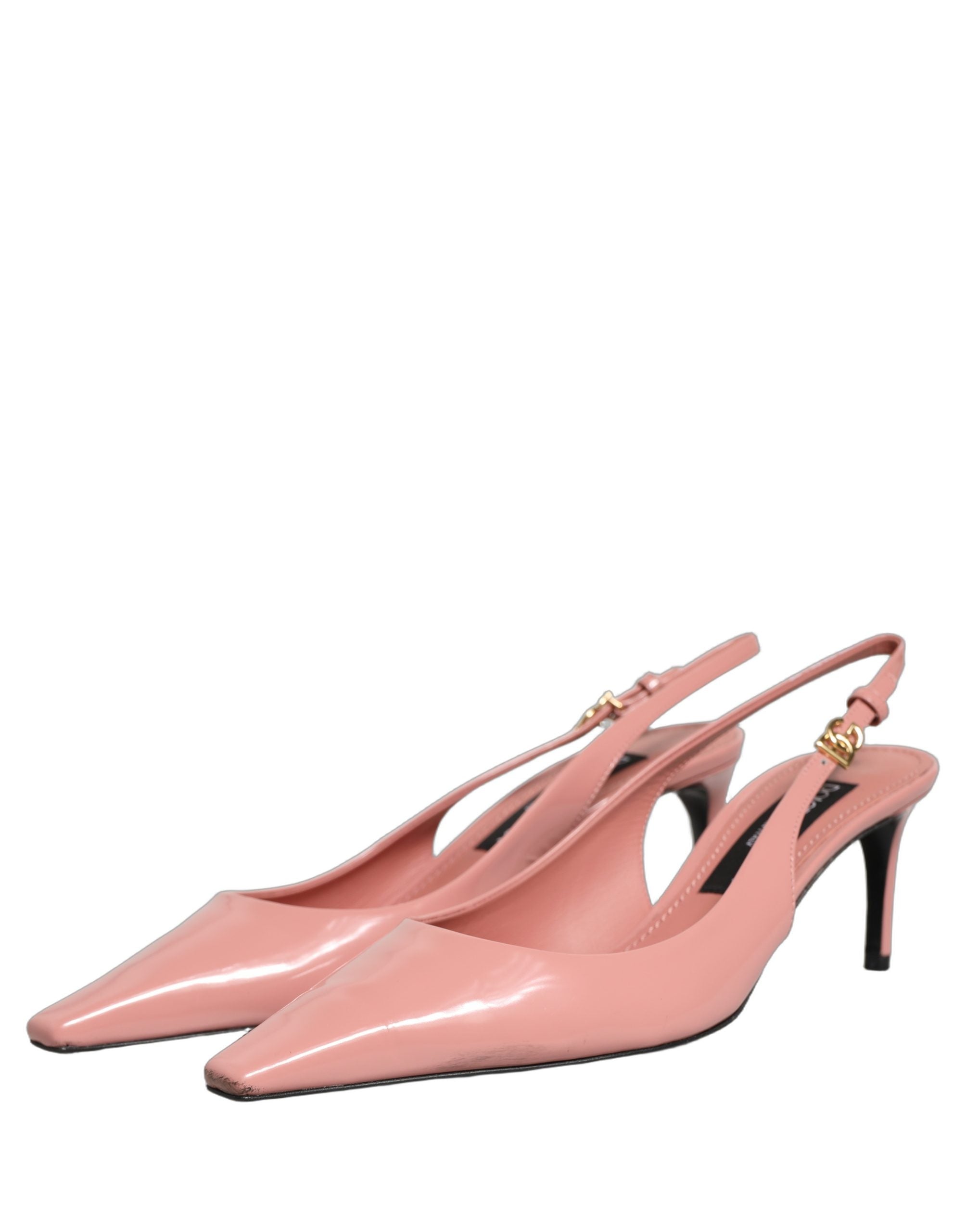 Dolce & Gabbana Pink Leather Mid Heels Slingbacks Shoes