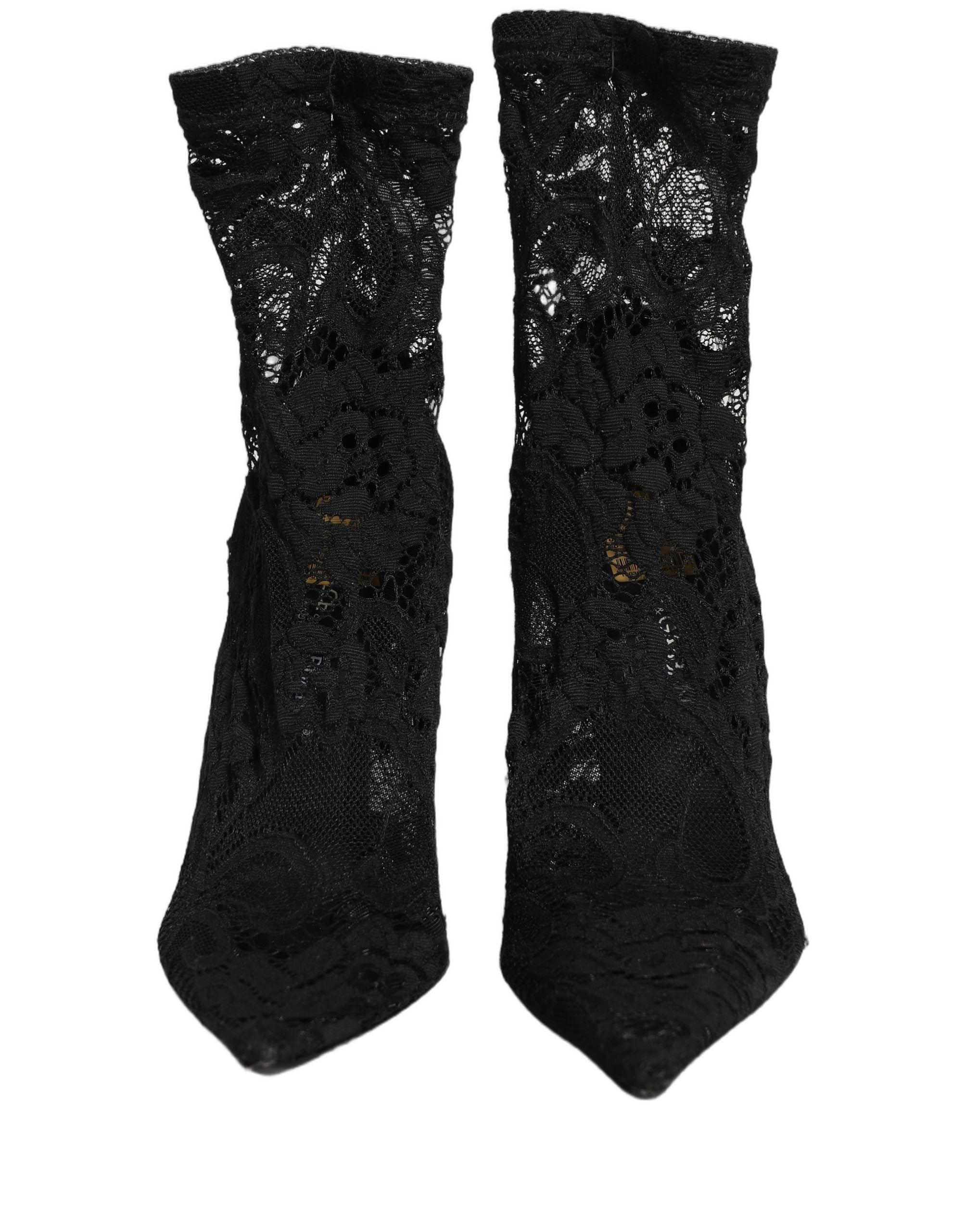 Dolce & Gabbana Black Socks Taormina Lace Pumps Boots Shoes