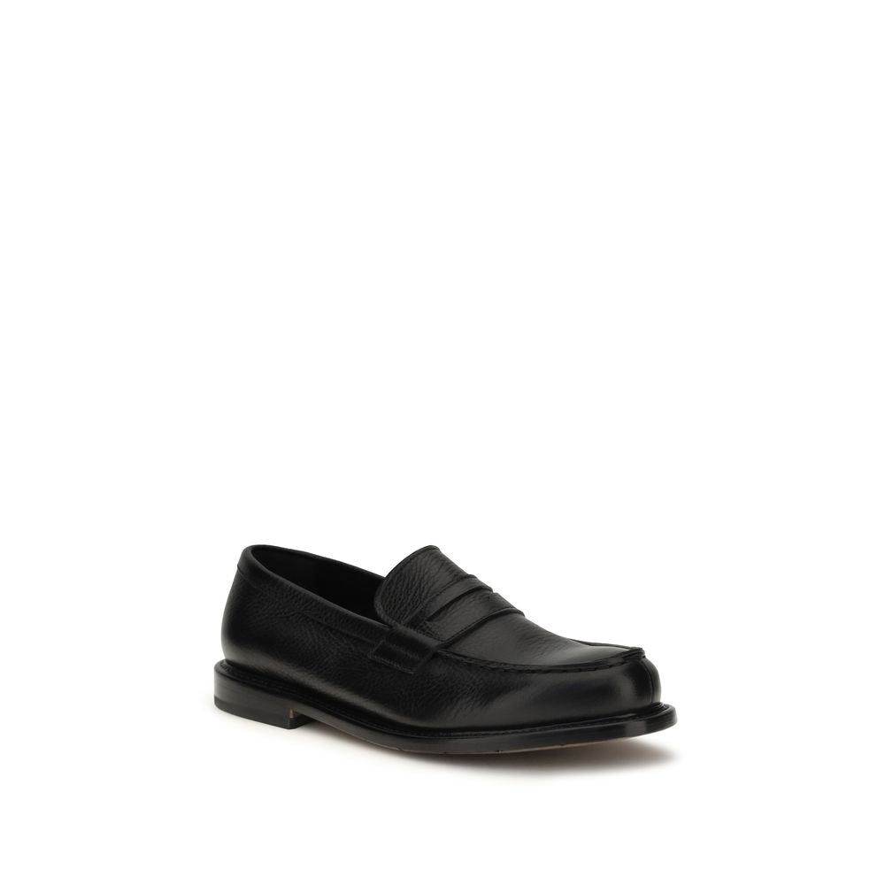 Premiata Black Calf Leather Bos Taurus Slip-On Loafers