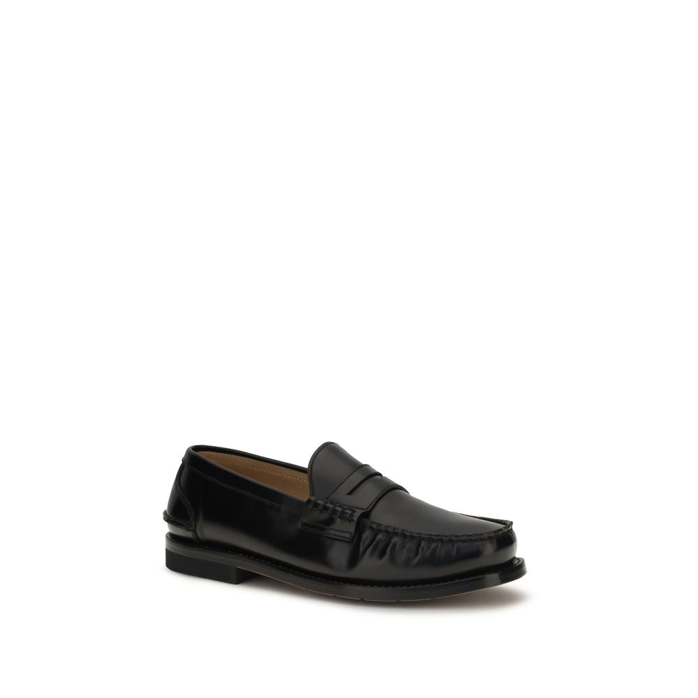 Premiata Black Calf Leather Bos Taurus Slip-On Loafers
