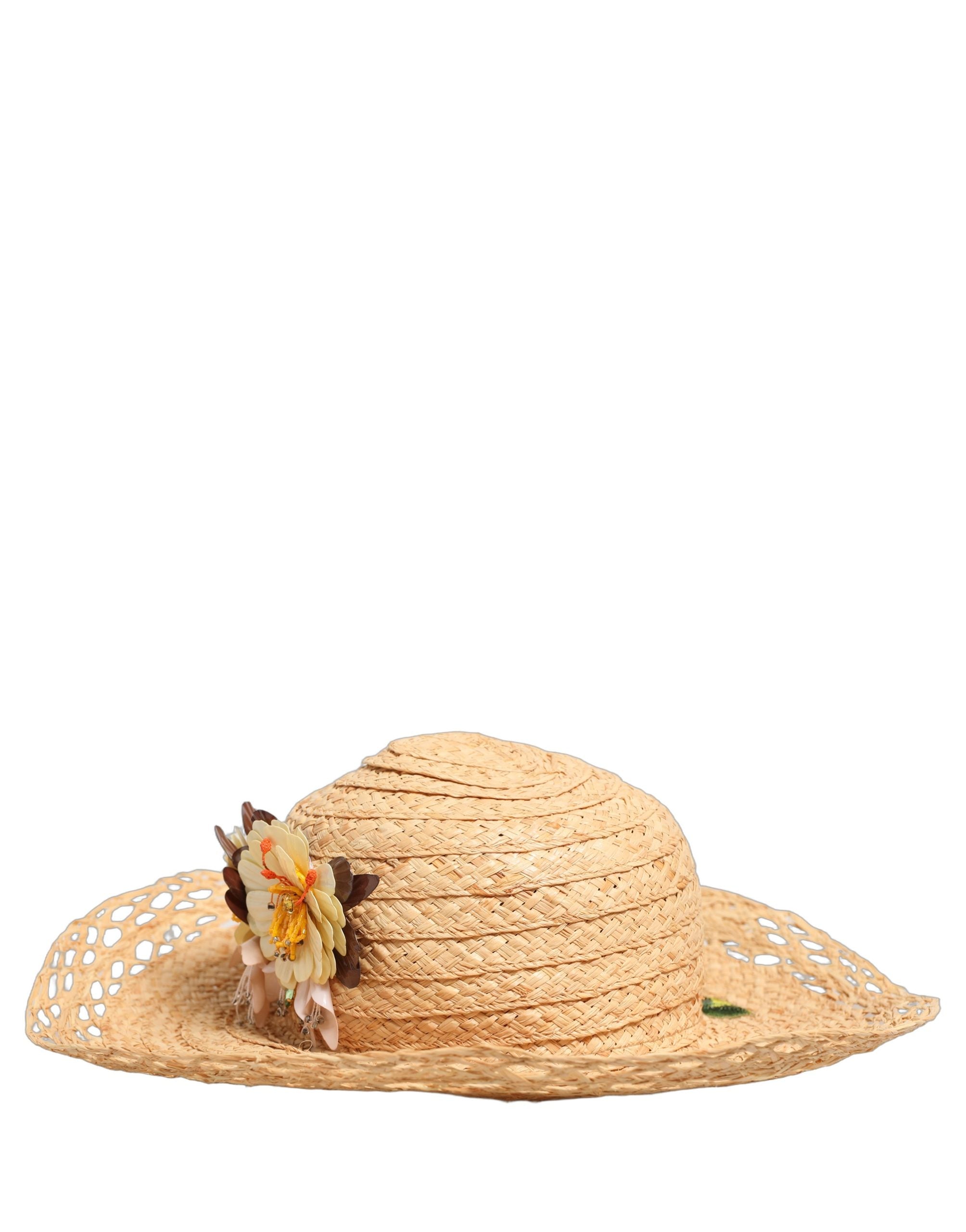 Dolce & Gabbana Women Beige Wide Brim Floral Bucket Capello Hat