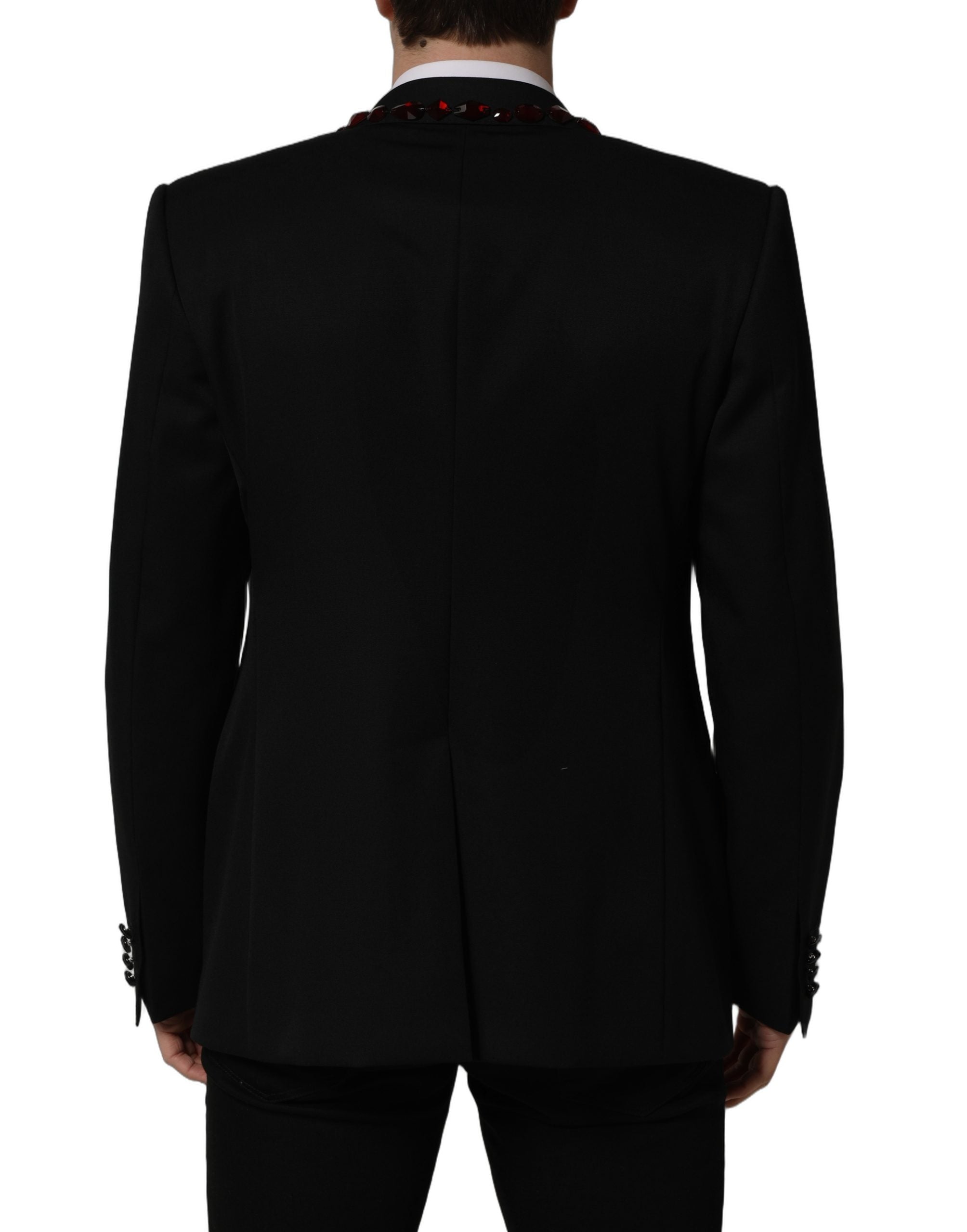 Dolce & Gabbana Black Crystal Embellished Coat Blazer Jacket