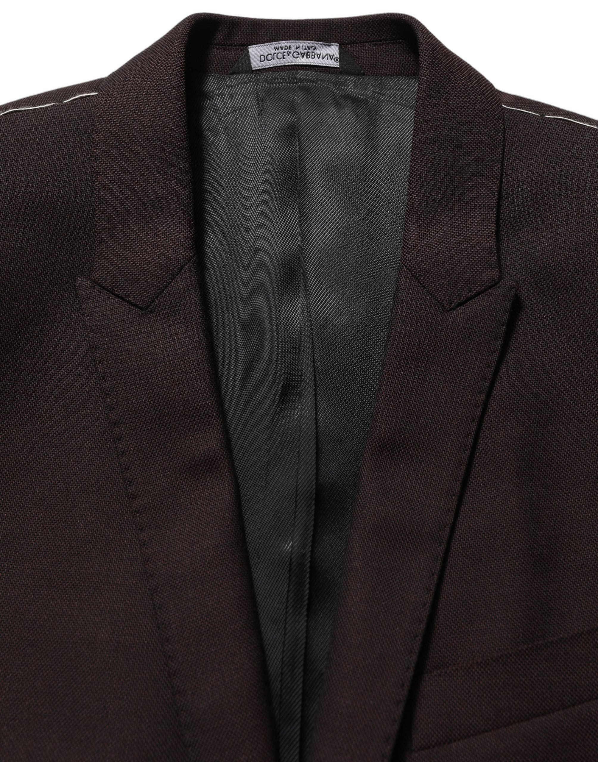 Dolce & Gabbana Brown Wool GOLD Single Breasted Men Jacket