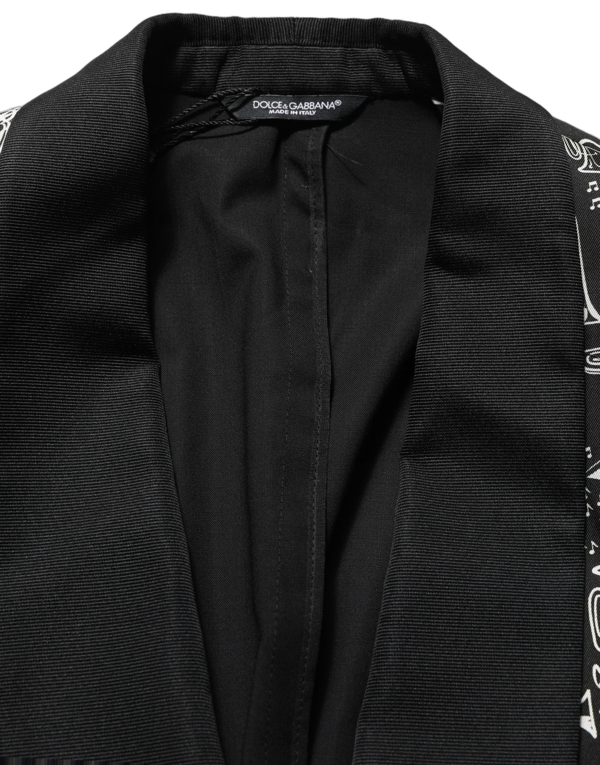 Dolce & Gabbana Black Crystal Embellished Coat Blazer Jacket