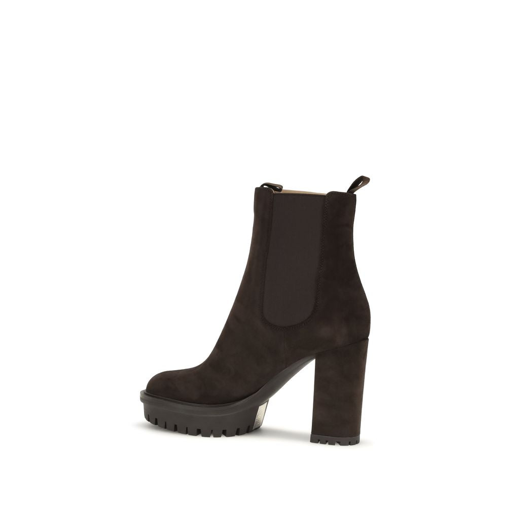 Gianvito Rossi Brown Calf Leather Bos Taurus Ankle Boots
