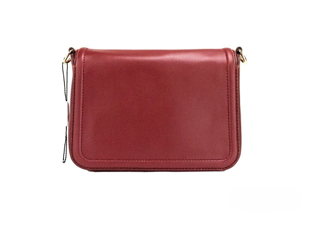 Marc Jacobs Medium Metal Signet Syrah Smooth Leather Flap Crossbody Purse Bag