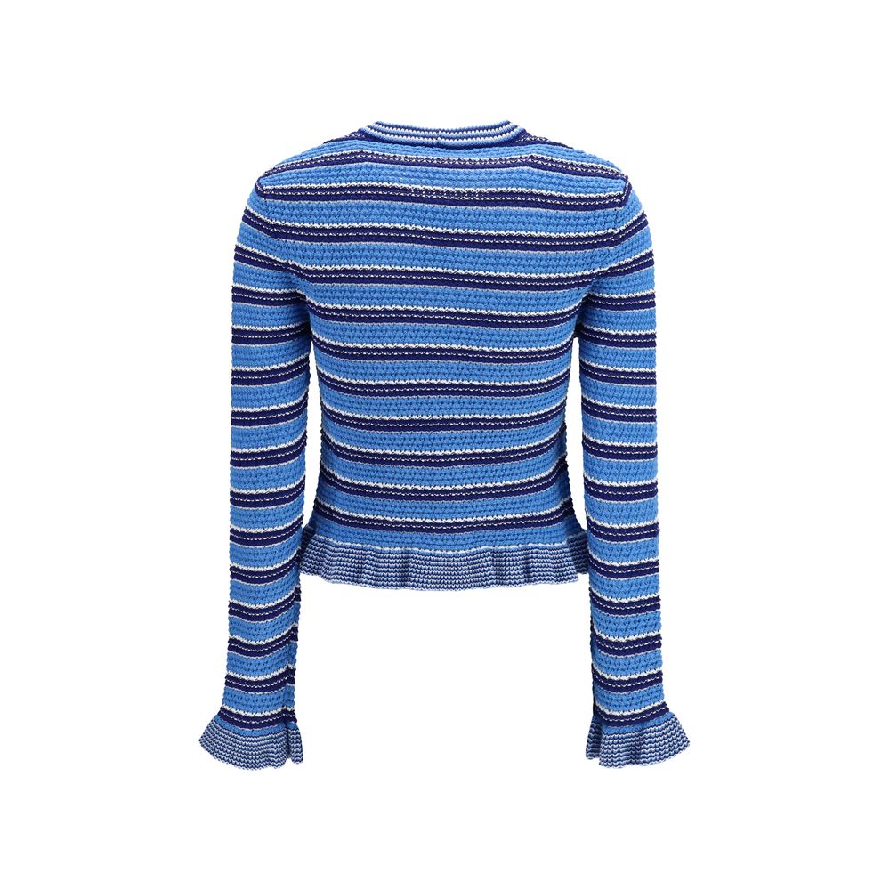 Ganni Blue Cotton Cardigan