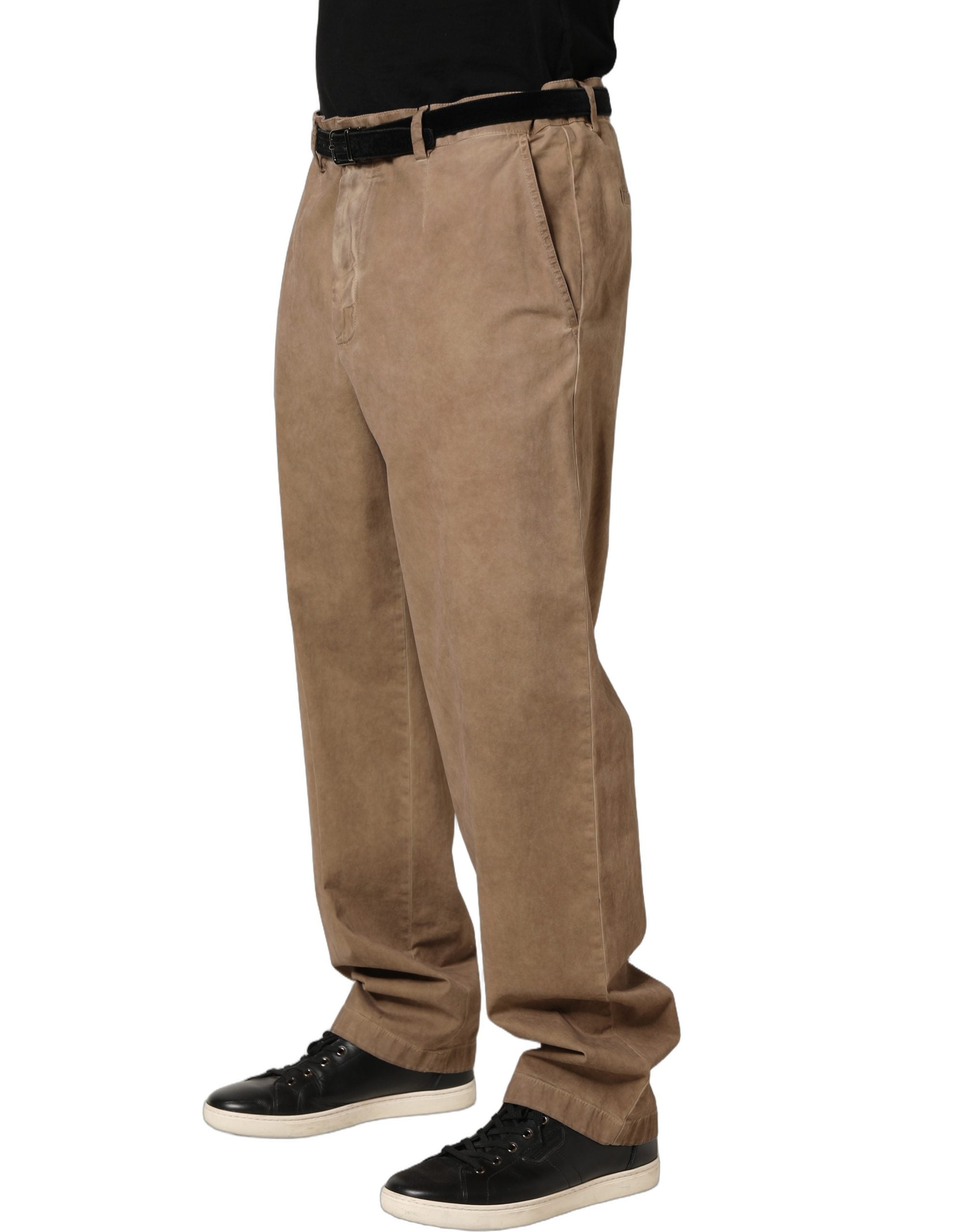 Domenico Tagliente Beige Cotton Straight Leg Men Trouser Pants