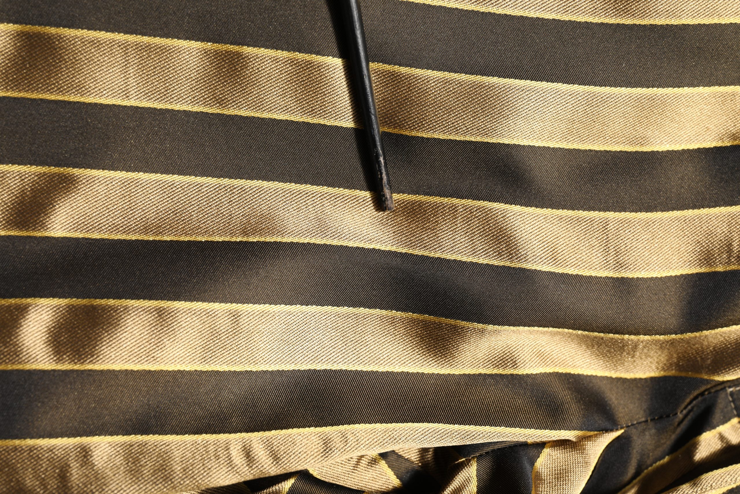 Dolce & Gabbana Gold Black Stripes Satin Tapered Leg Pants