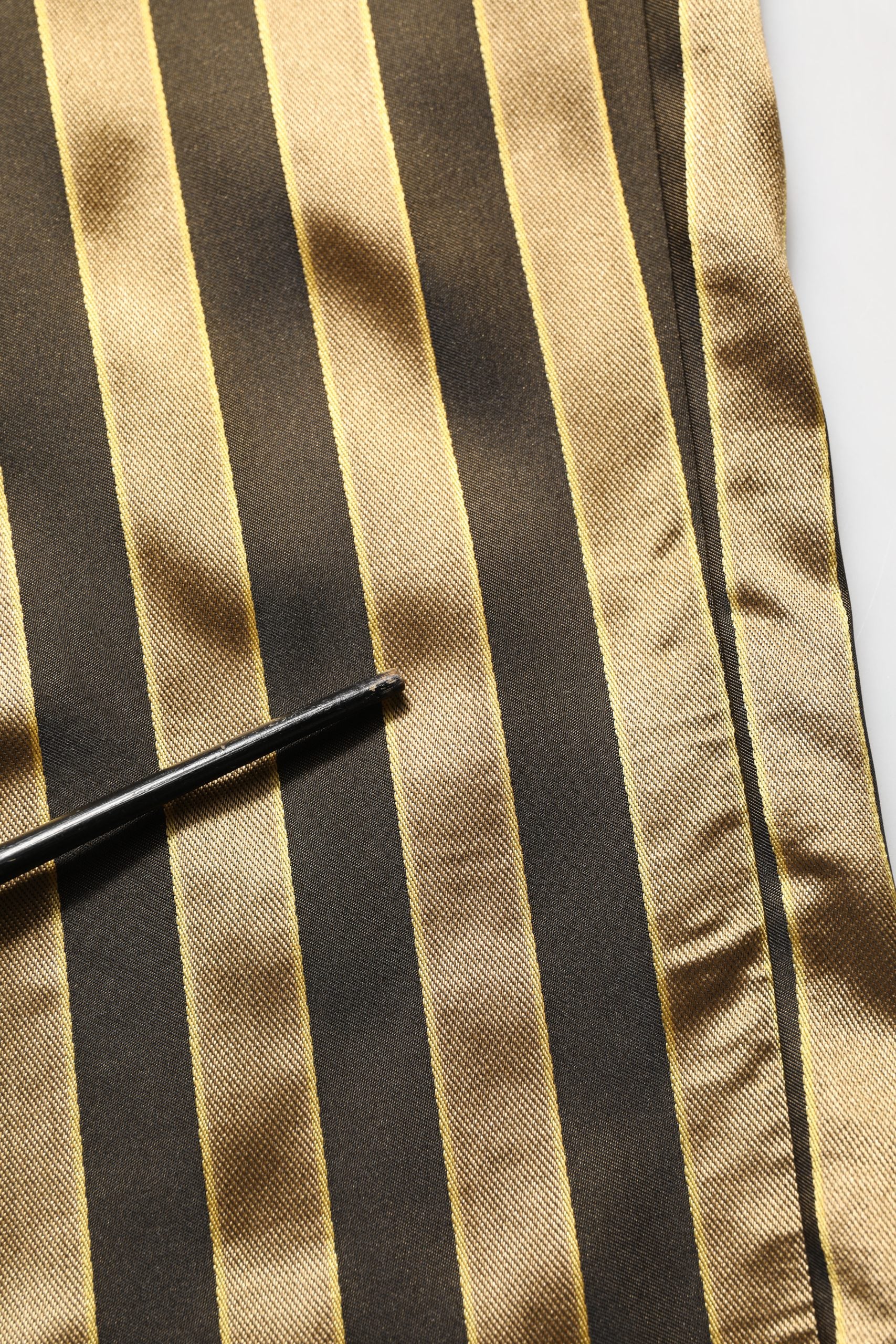 Dolce & Gabbana Gold Black Stripes Satin Tapered Leg Pants