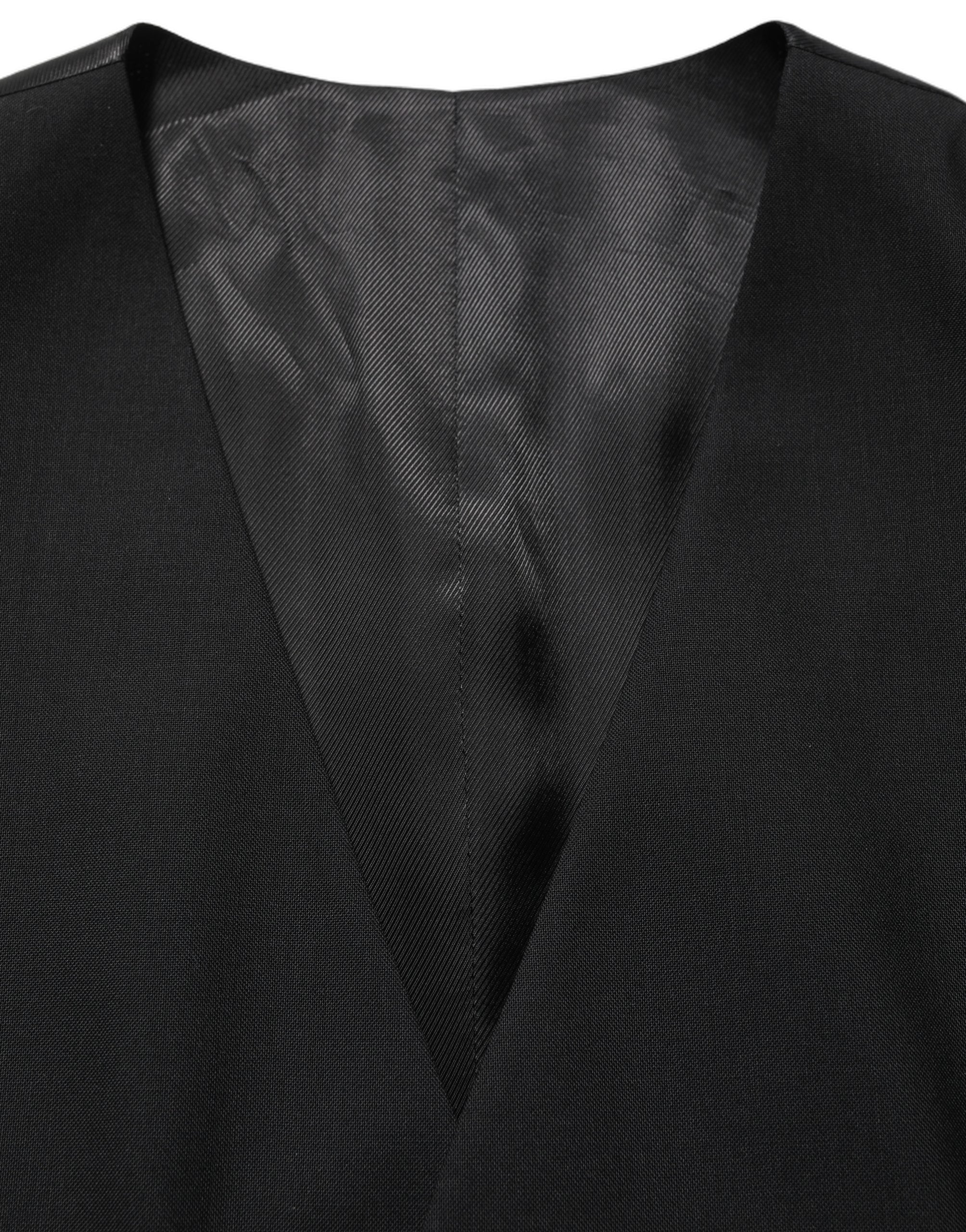 Dolce & Gabbana Black Wool Single Breasted Waistcoat Vest