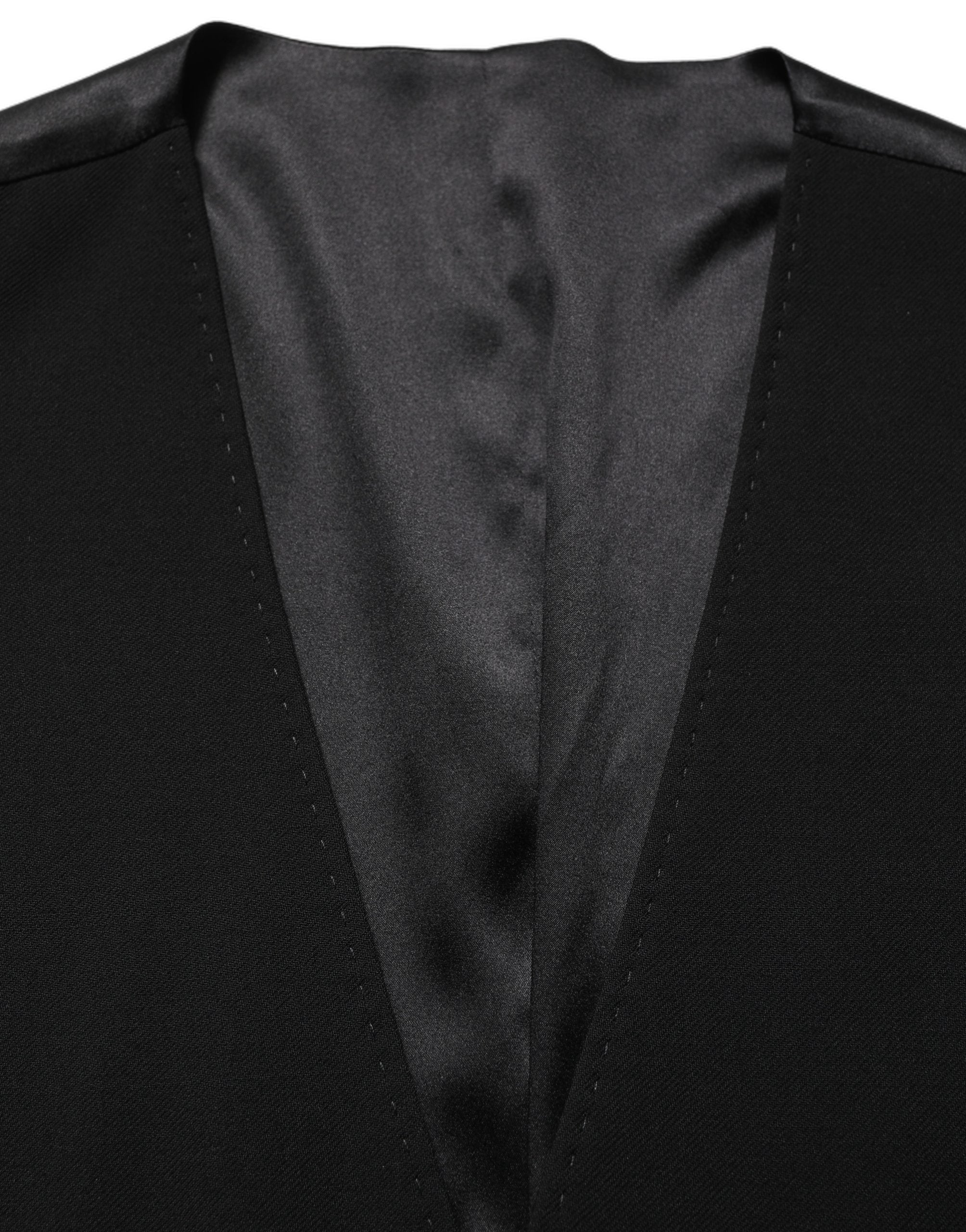 Dolce & Gabbana Black Wool Single Breasted Waistcoat Vest