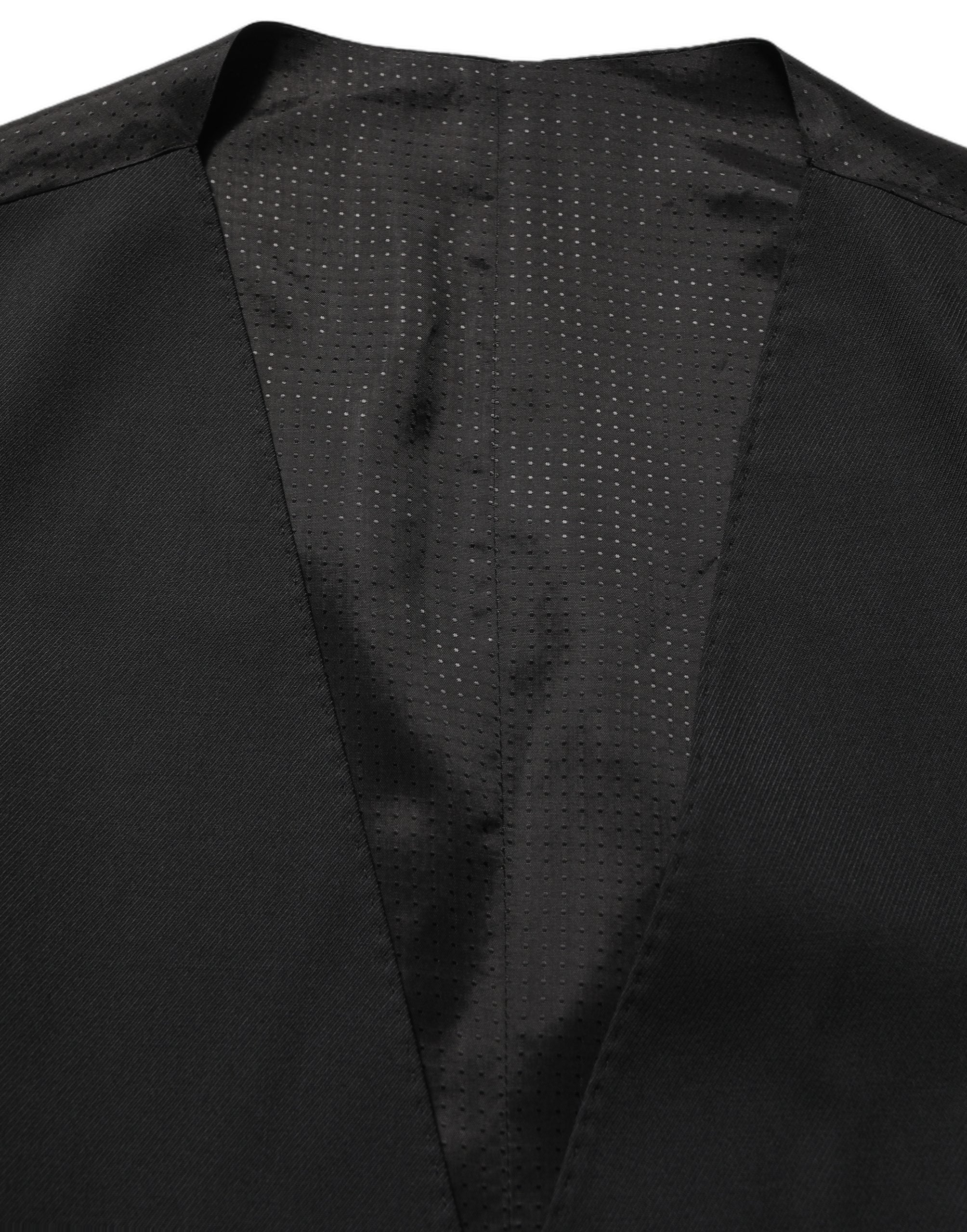 Dolce & Gabbana Black Single Breasted Men Waistcoat Vest