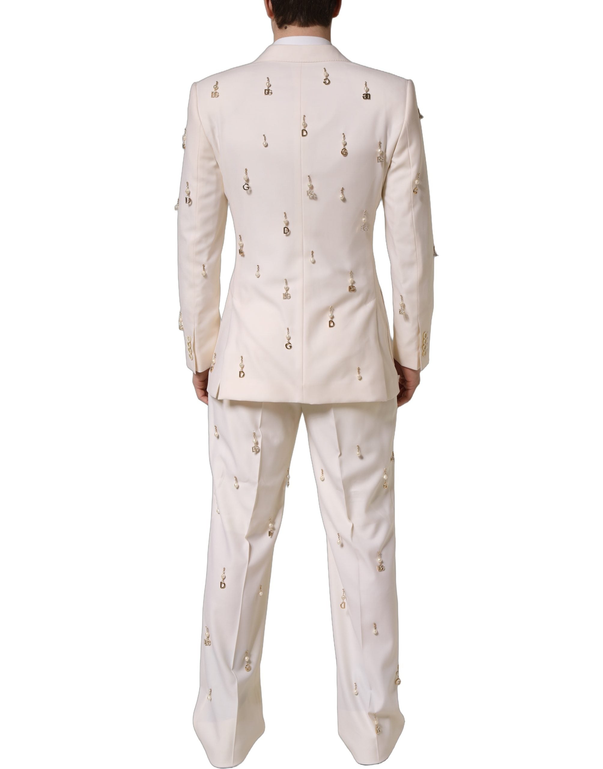 Dolce & Gabbana White Wool Slim Fit Formal 2 Piece Men Suit