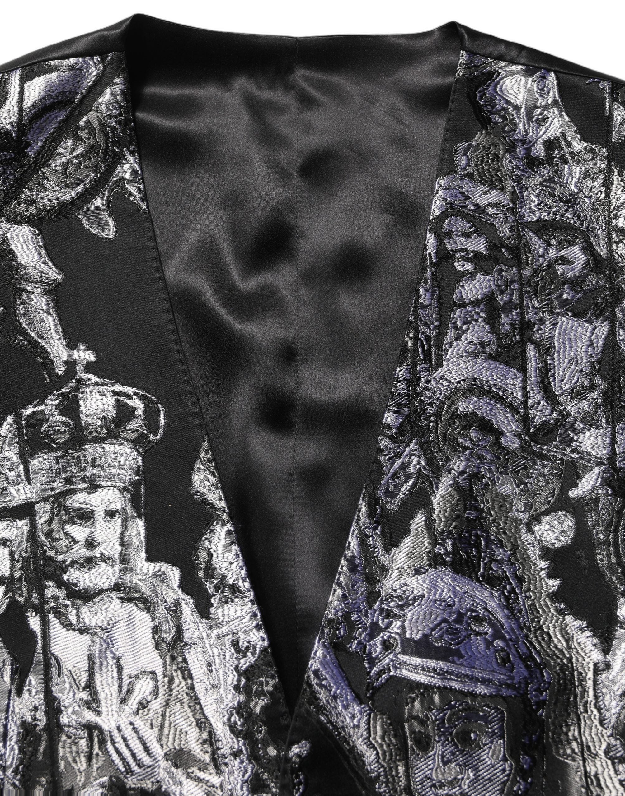 Dolce & Gabbana Black Jacquard Slim Fit Formal 3 Piece Suit