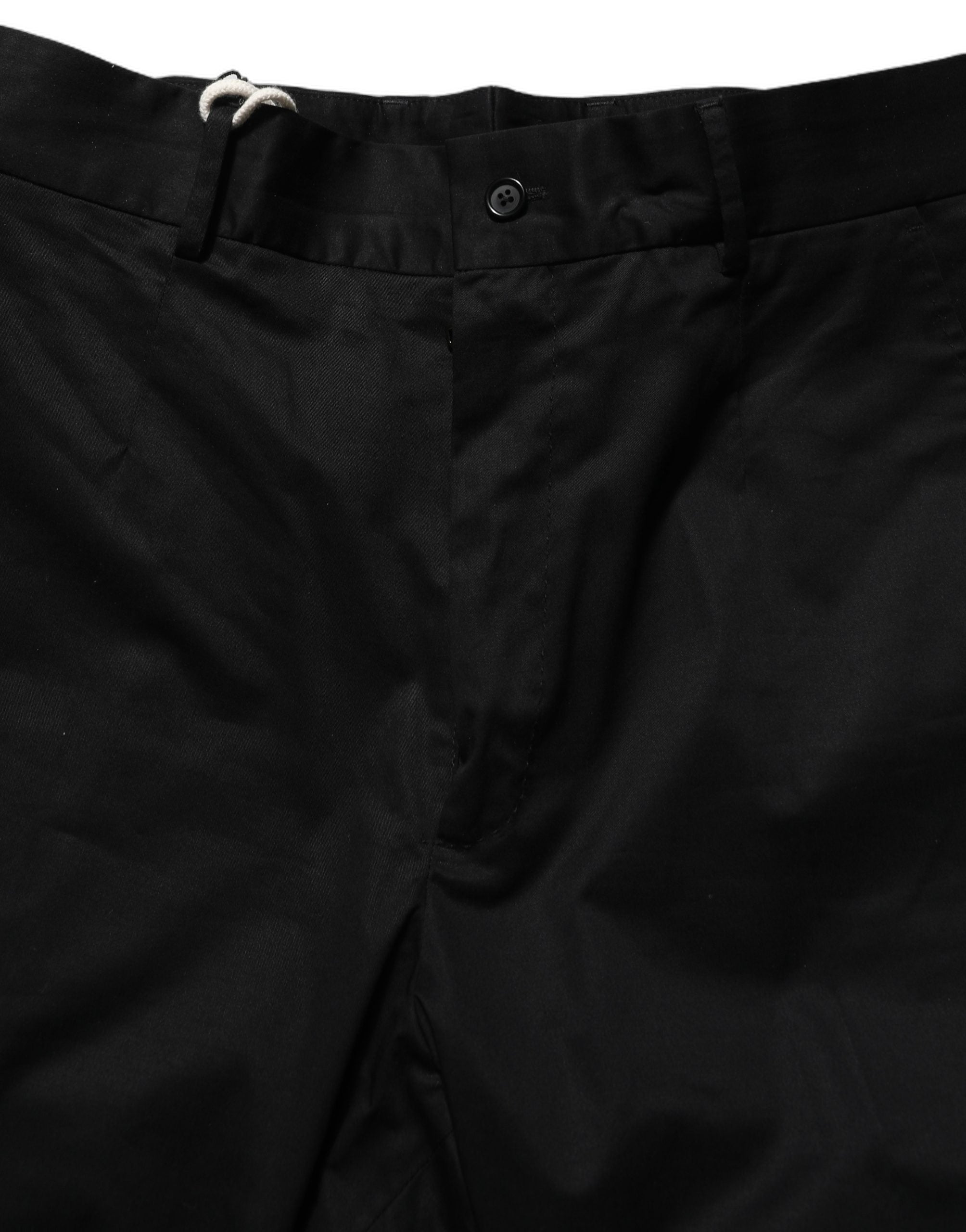 Dolce & Gabbana Black Cotton Tapered Leg Dress Trouser Pants
