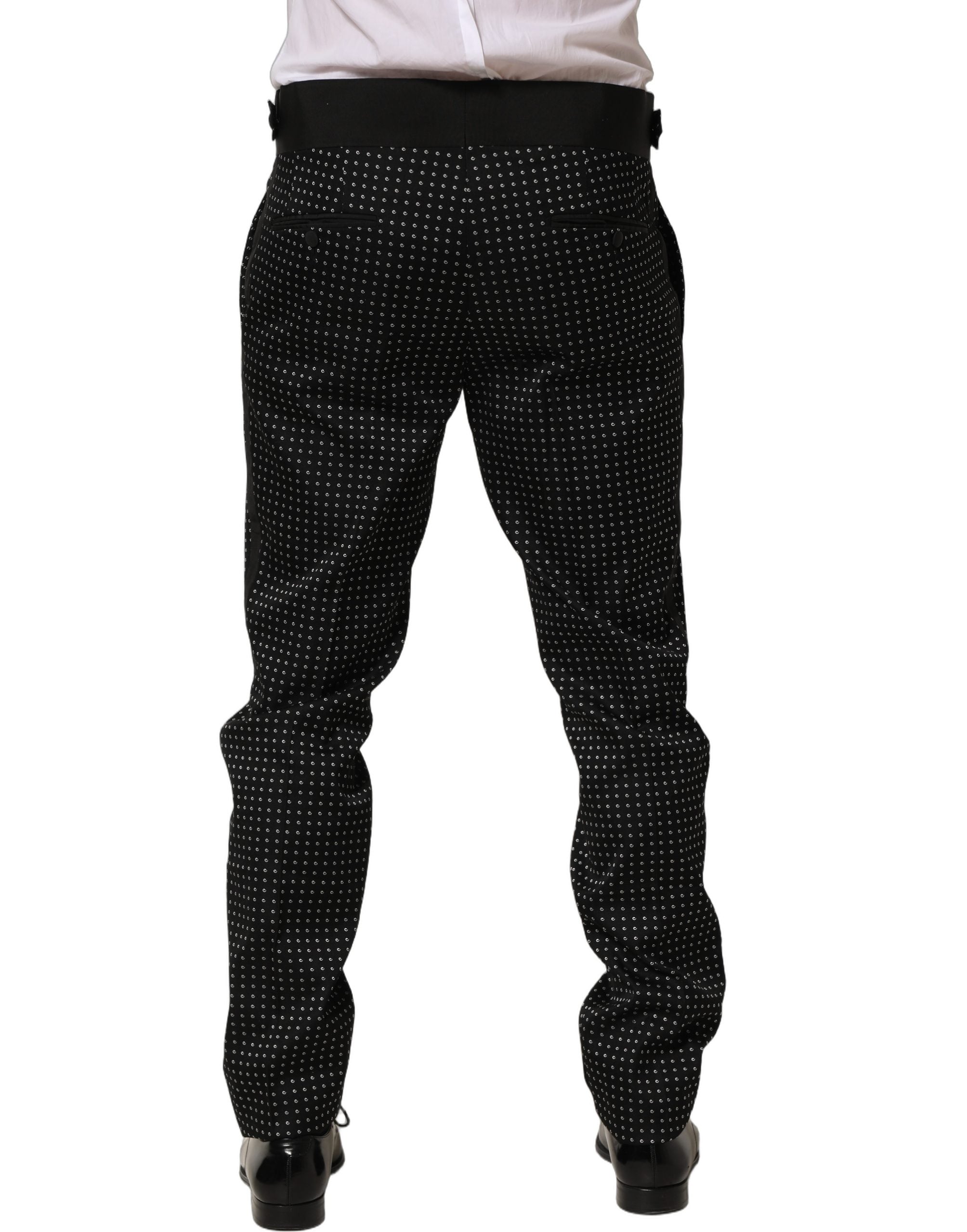 Dolce & Gabbana Black Polka Dot Cotton Dress Trouser Pants