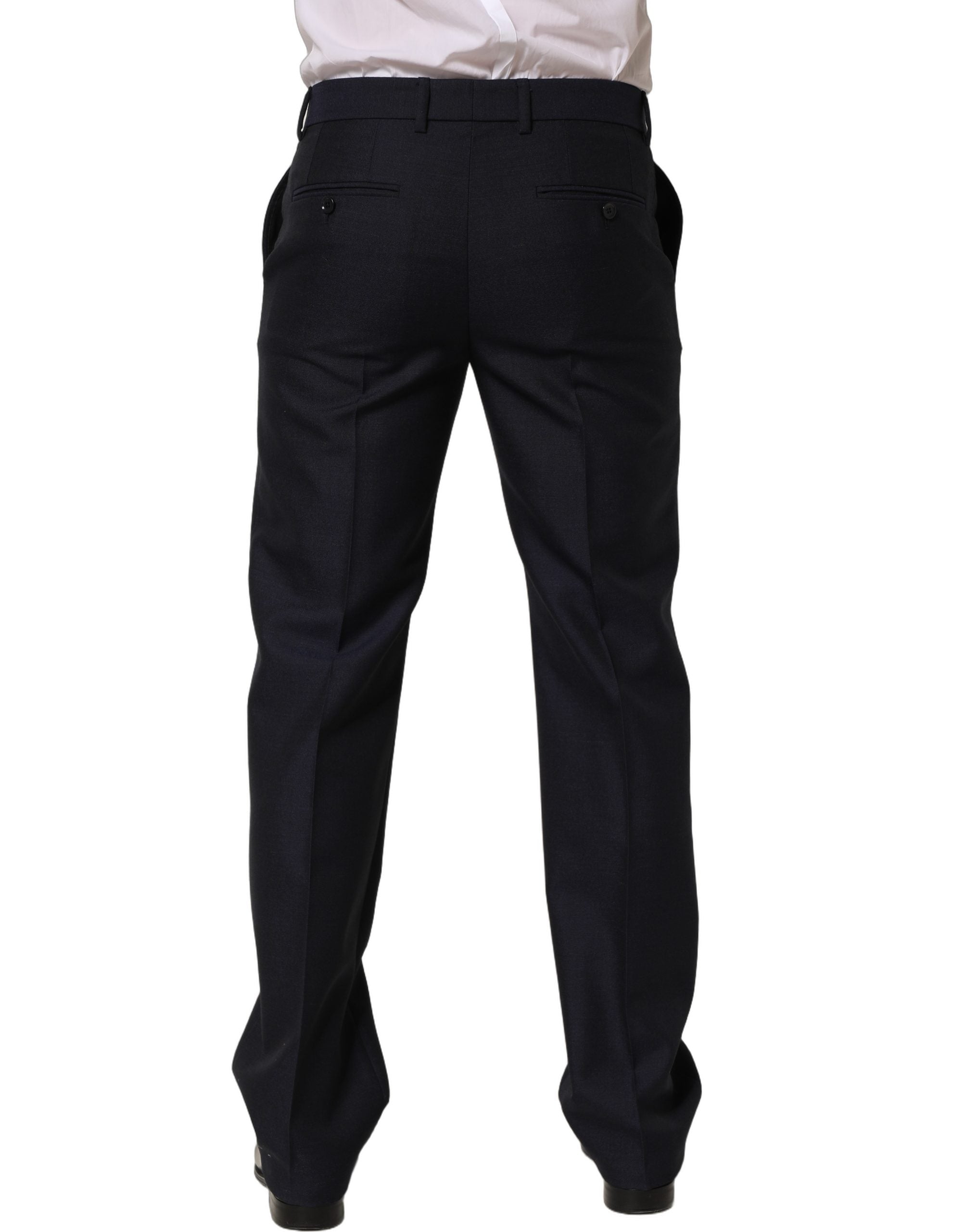 Dolce & Gabbana Black Wool Tapered Leg Dress Trouser Pants