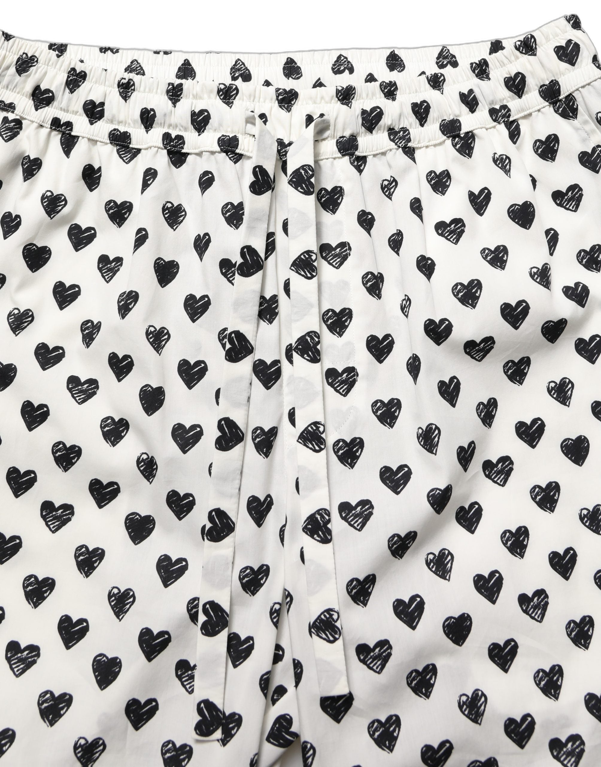 Dolce & Gabbana White Graphic Heart Print Men Trousers Pants