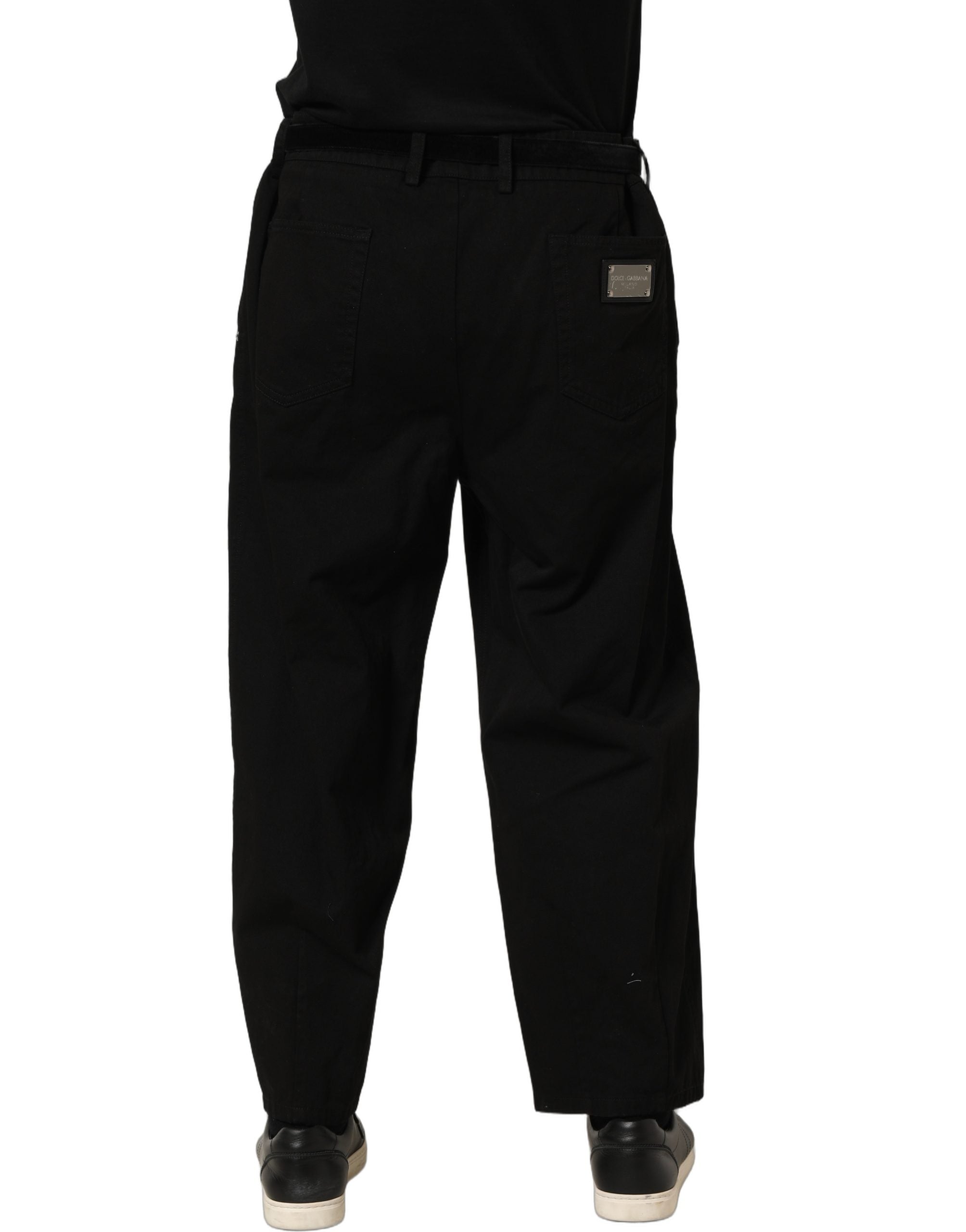 Dolce & Gabbana Black Mid Waist Straight Men Trouser Pants