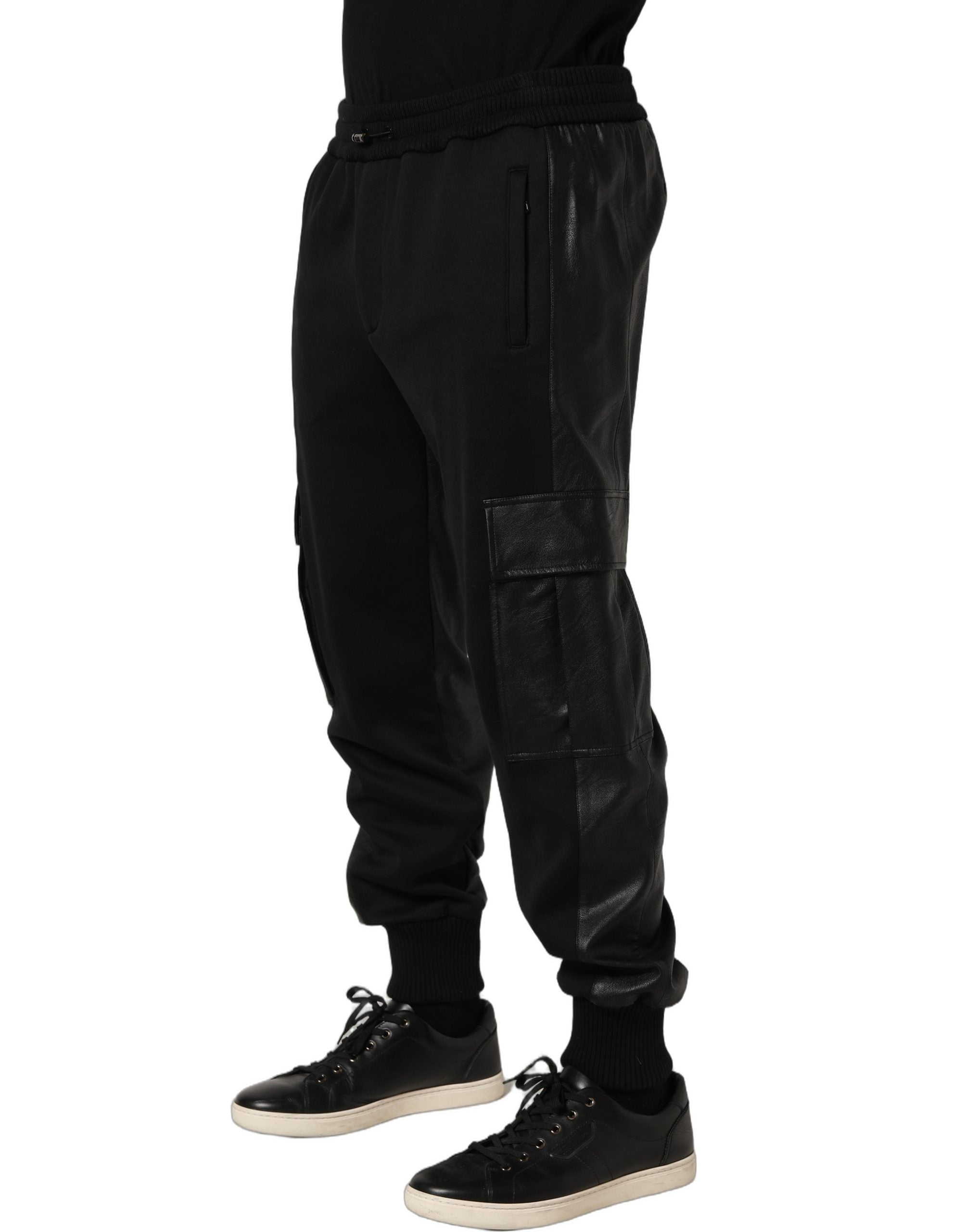 Dolce & Gabbana Black Mid Waist Cargo Jogger Sweatpants Pants