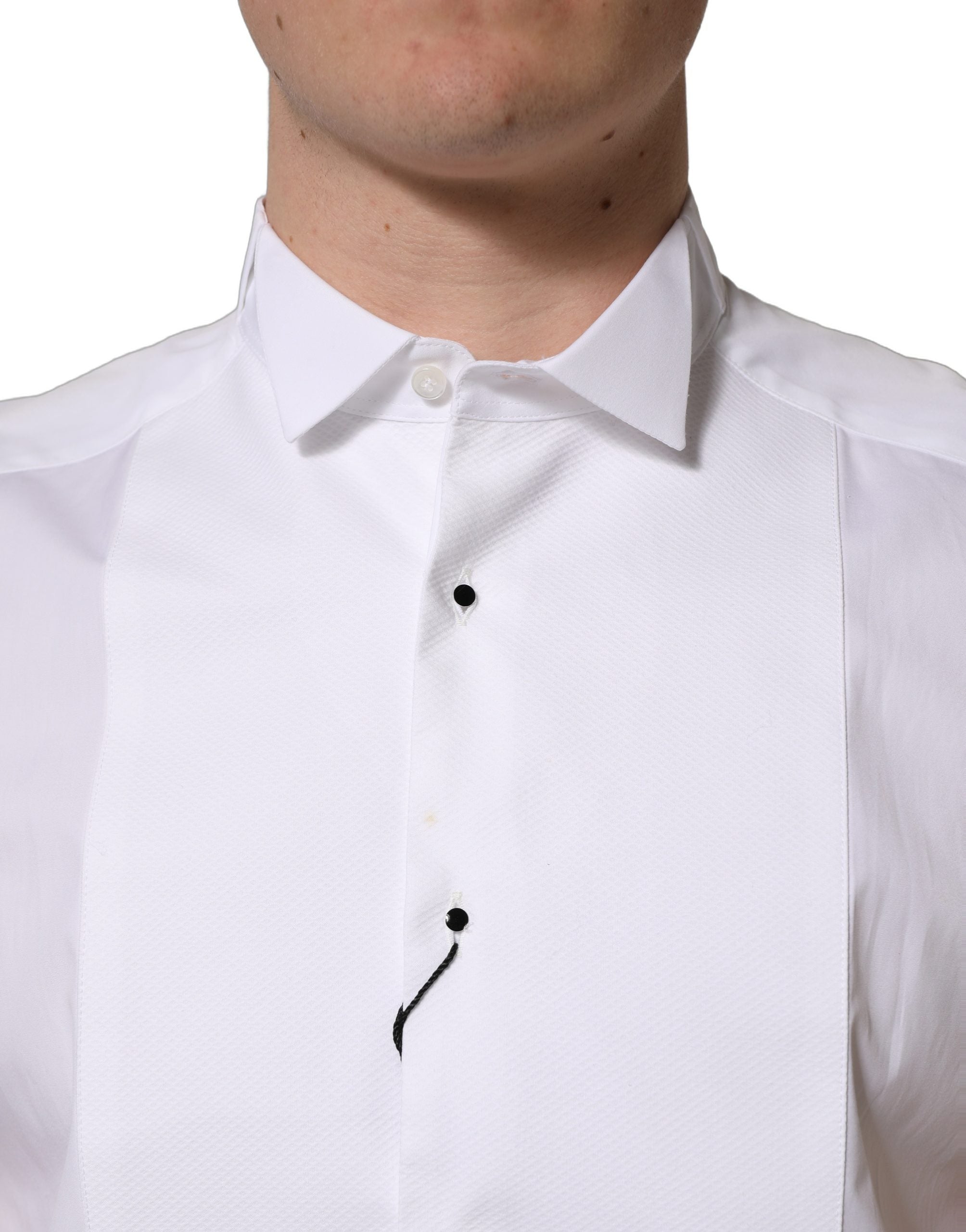 Dolce & Gabbana White Cotton MARTINI Sleeveless Men Dress Shirt