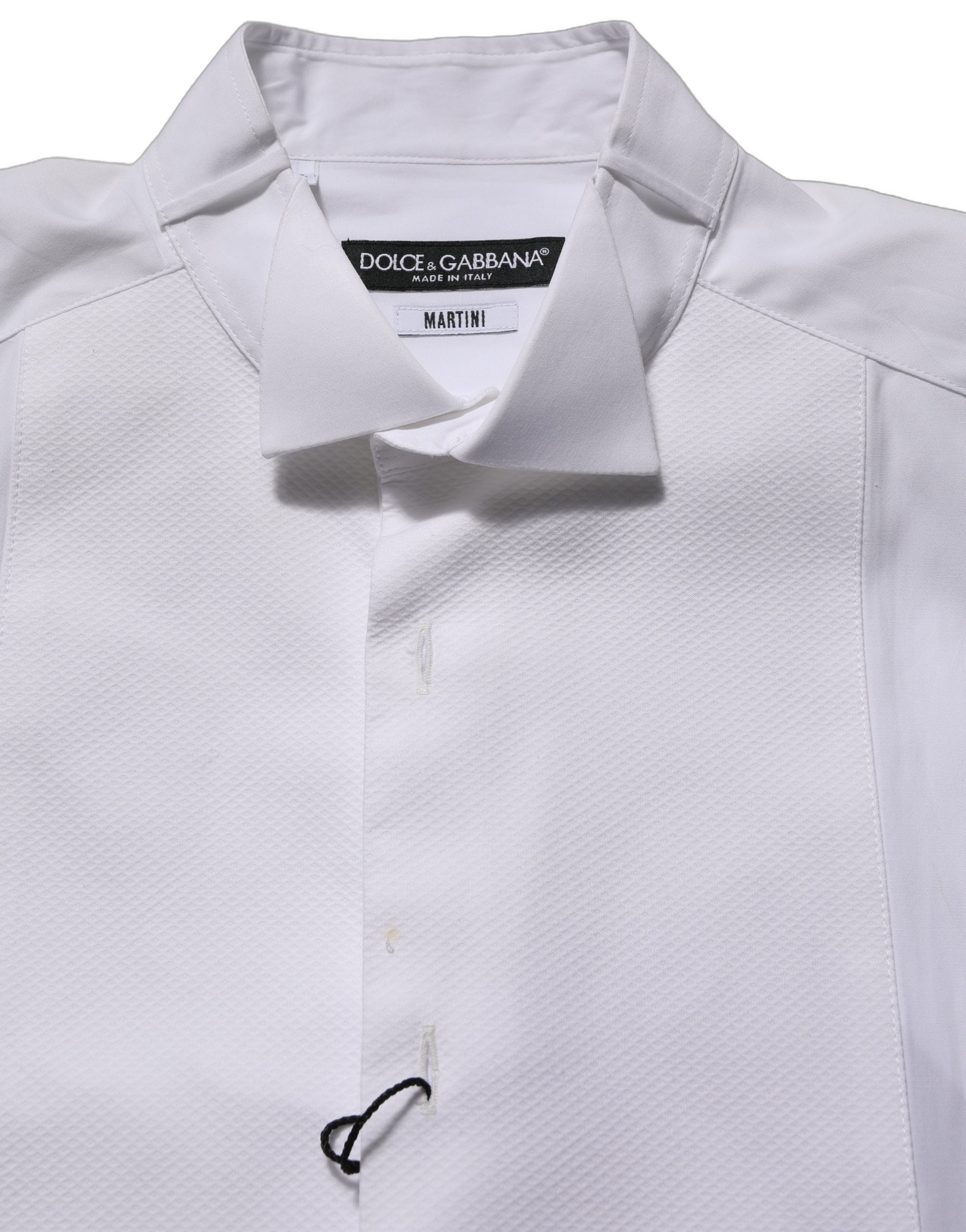 Dolce & Gabbana White Cotton MARTINI Sleeveless Men Dress Shirt