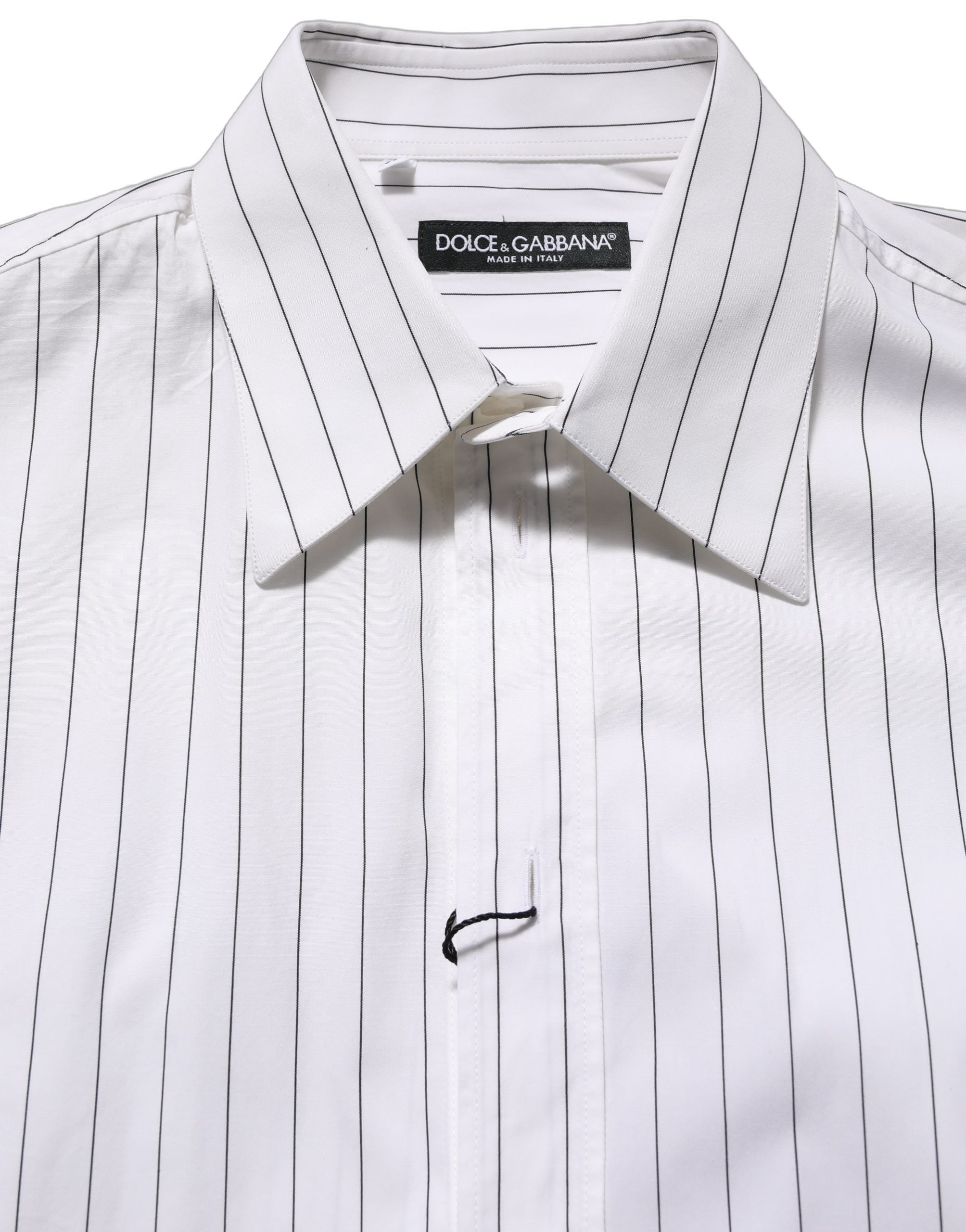 Dolce & Gabbana White Stripes Cotton Men Formal Dress Shirt