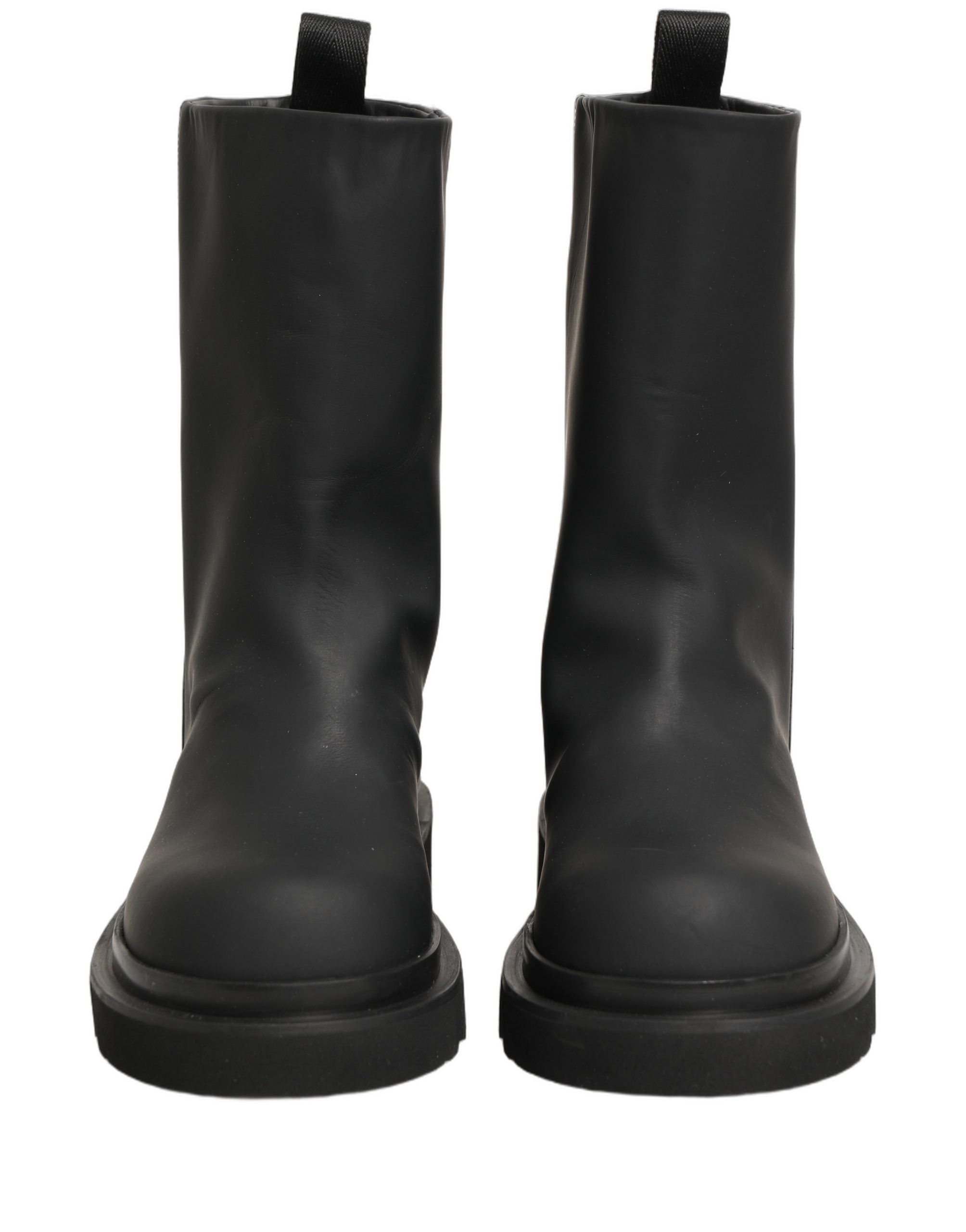 Dolce & Gabbana Black Leather Mid Calf Chunky Men Boots Shoes
