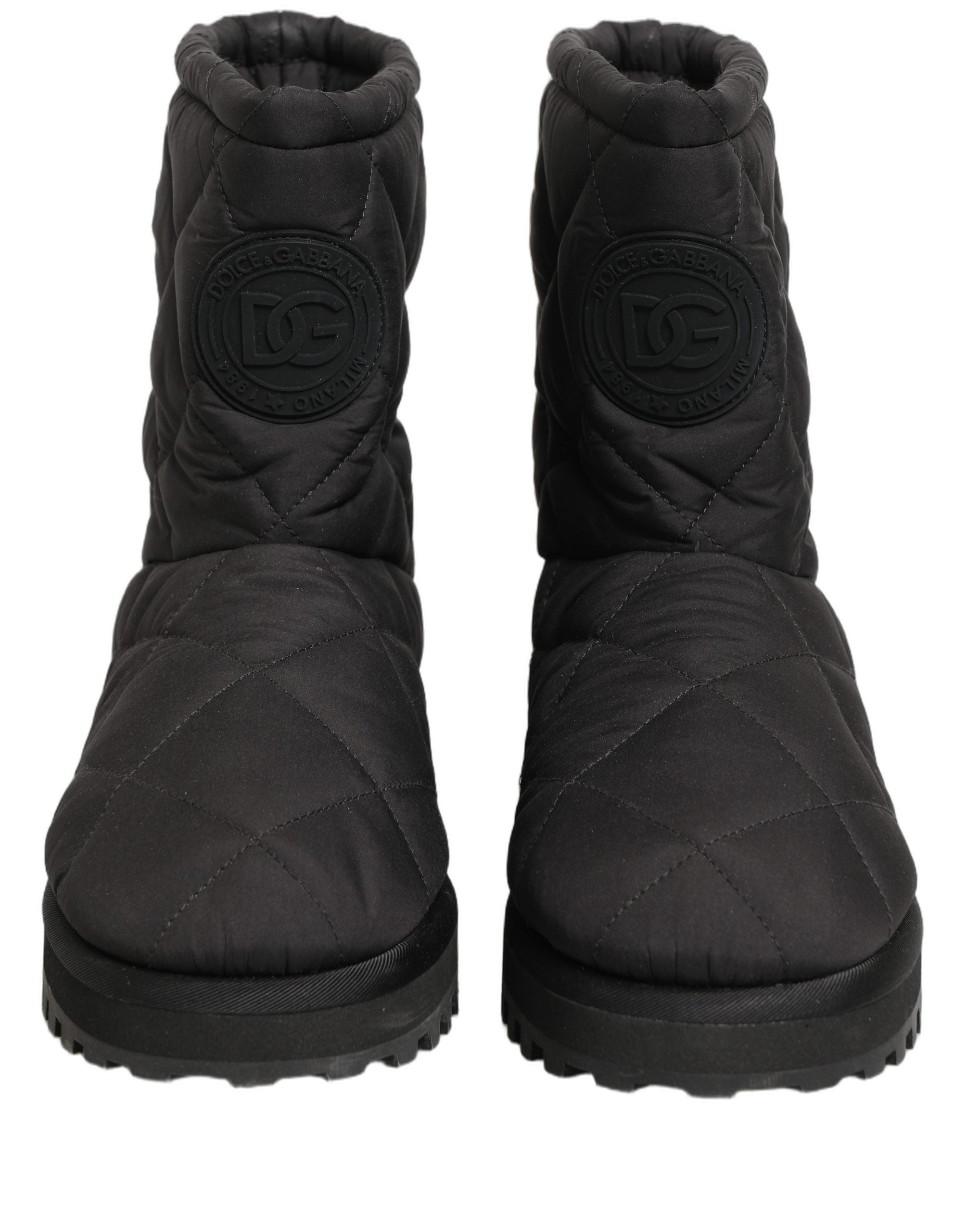 Dolce & Gabbana Black Quilted Effect Mid Calf Boots Shoes