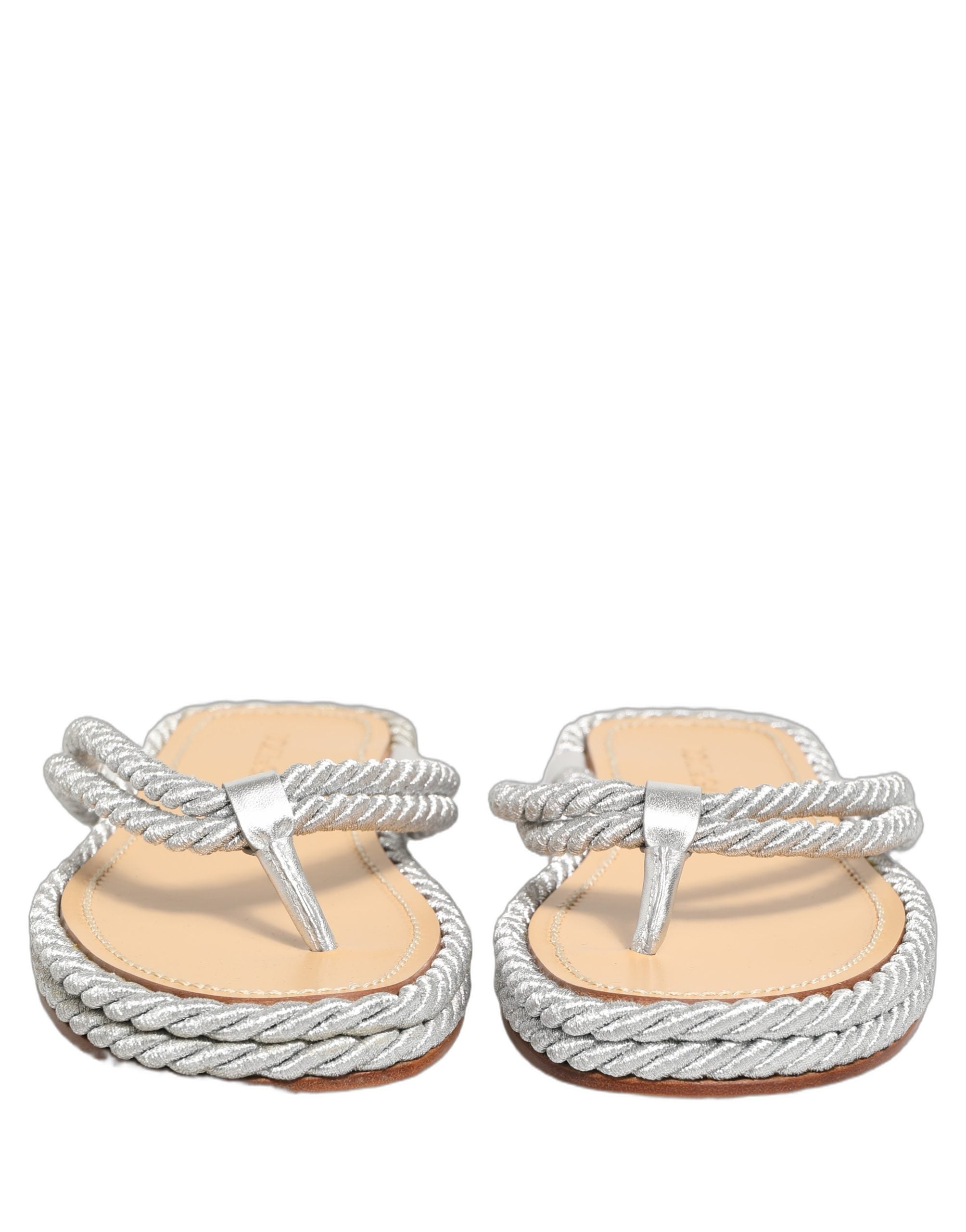 Dolce & Gabbana Silver Rope Slides Sandals Flip Flops Shoes