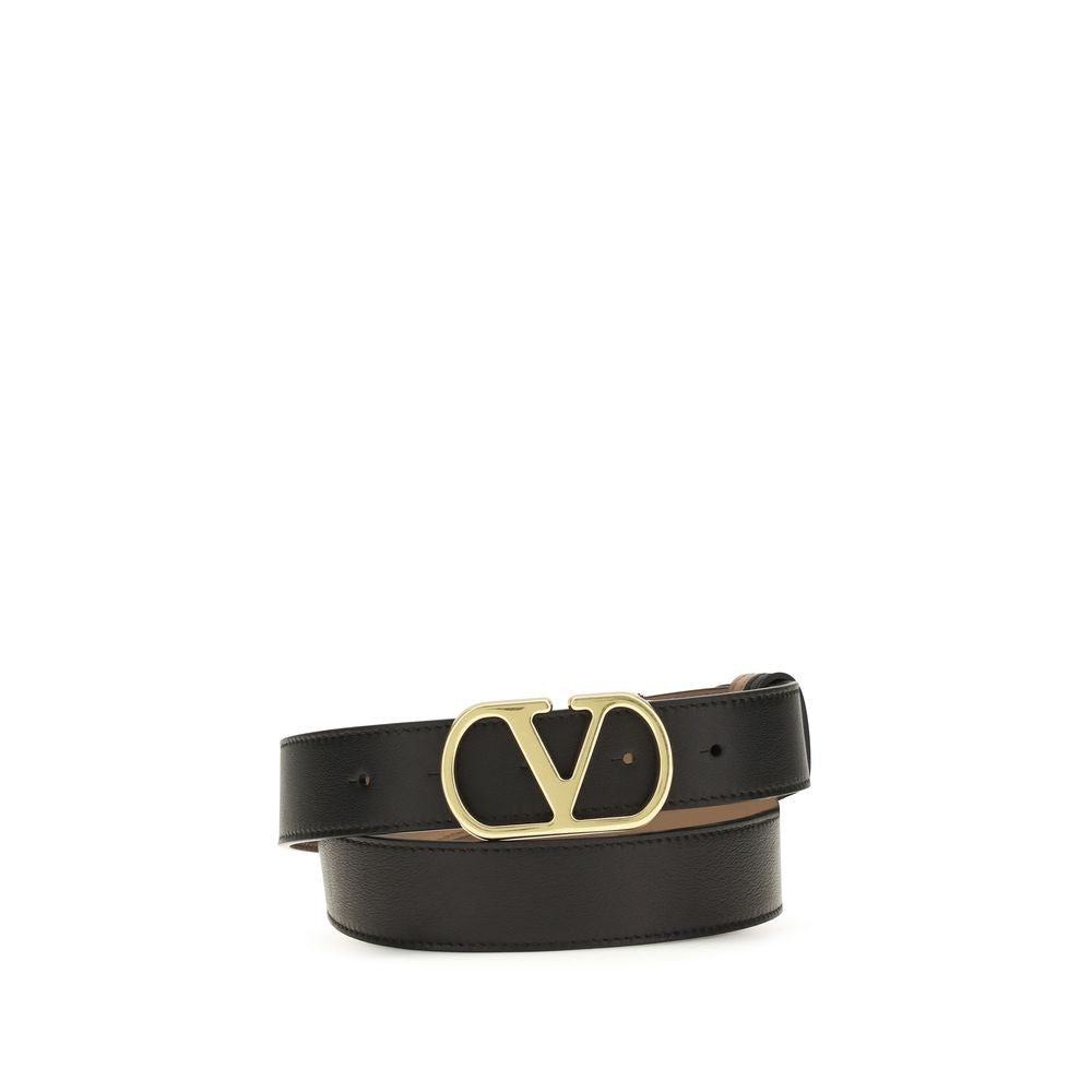 Valentino Garavani Black Calf Leather Bos Taurus Regular Belt