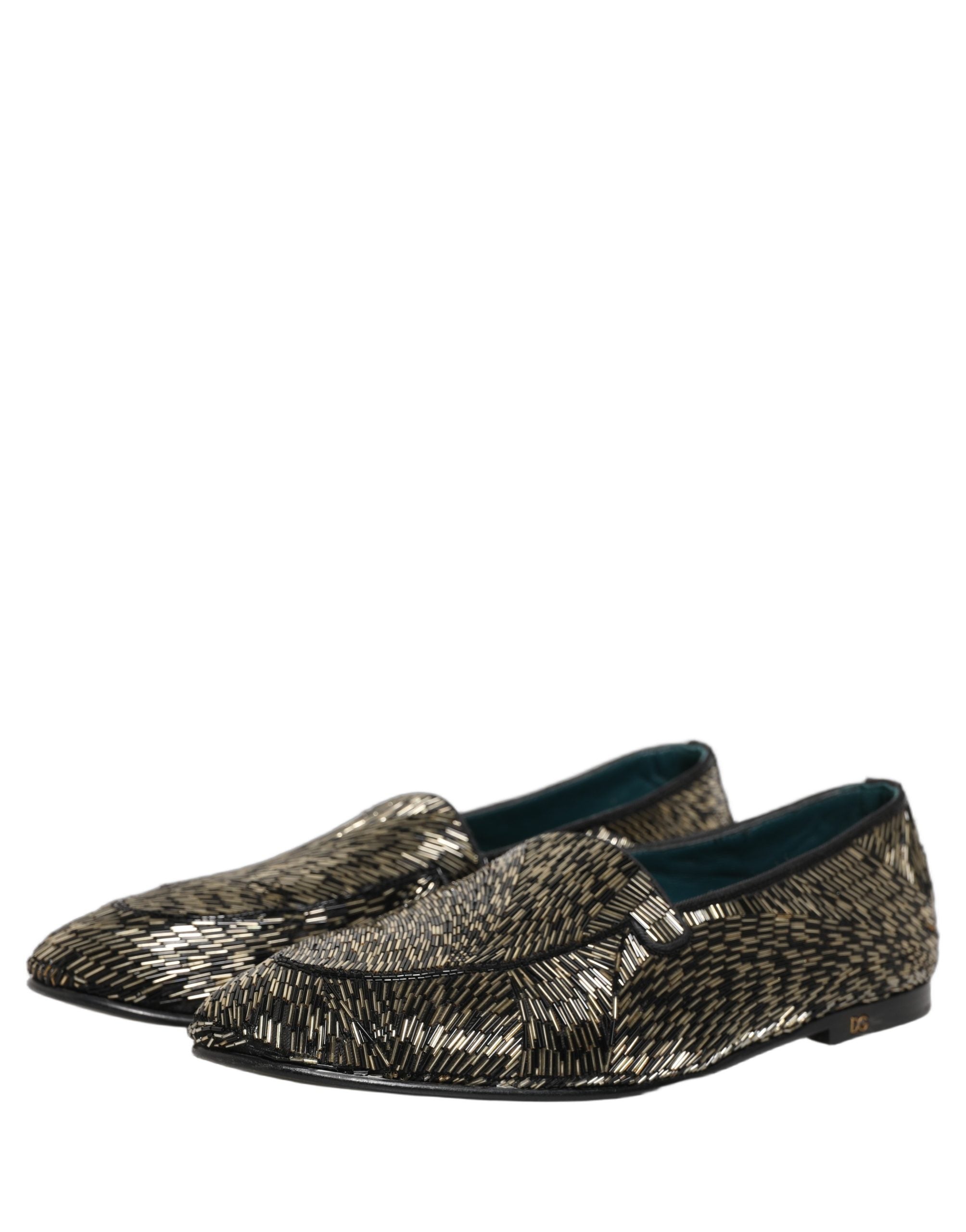 Dolce & Gabbana Black Silver Embellished Dress Loafers Shoes
