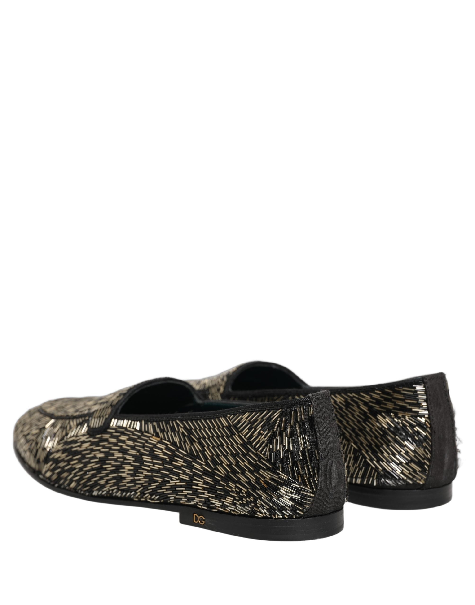 Dolce & Gabbana Black Silver Embellished Dress Loafers Shoes