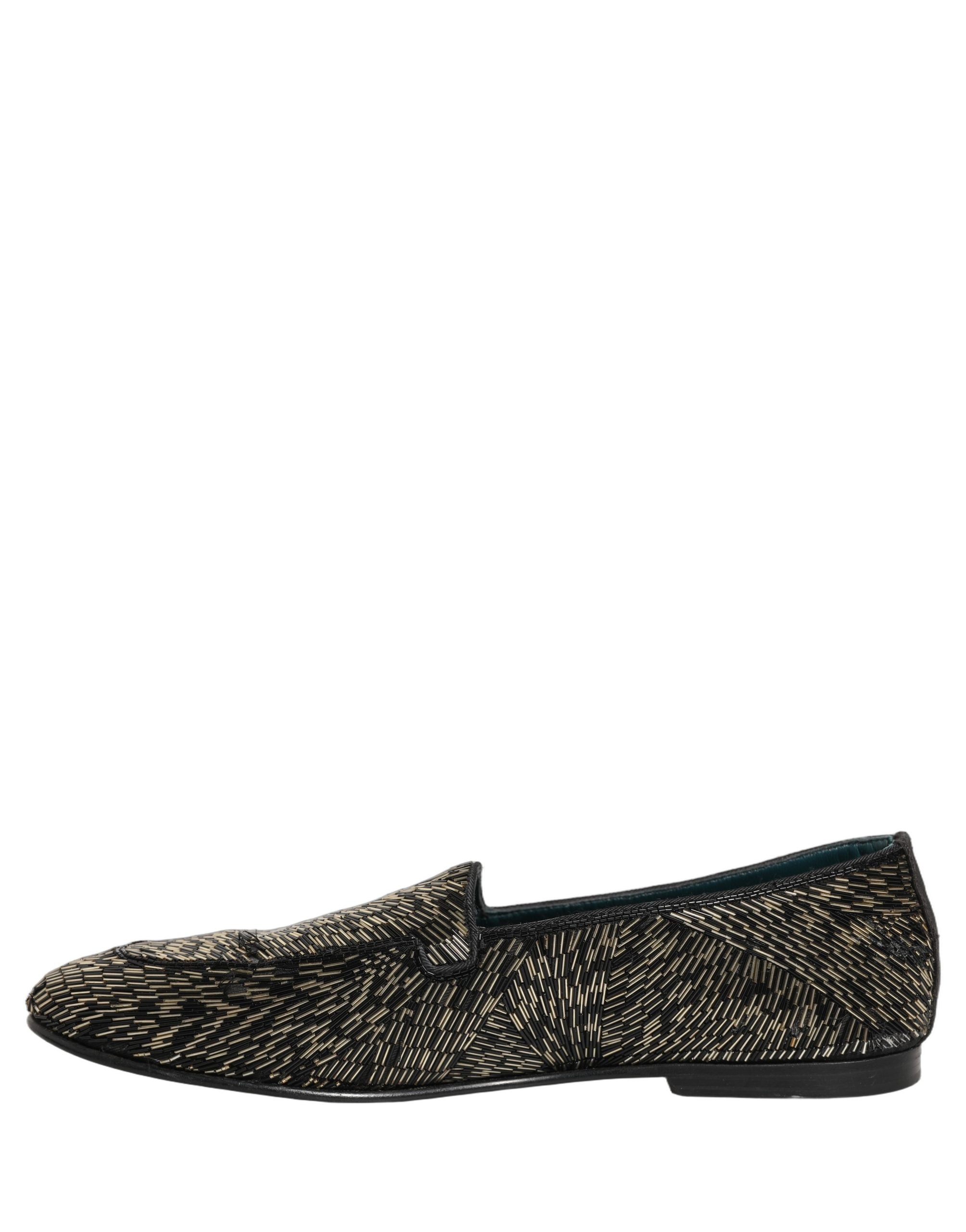 Dolce & Gabbana Black Silver Embellished Dress Loafers Shoes