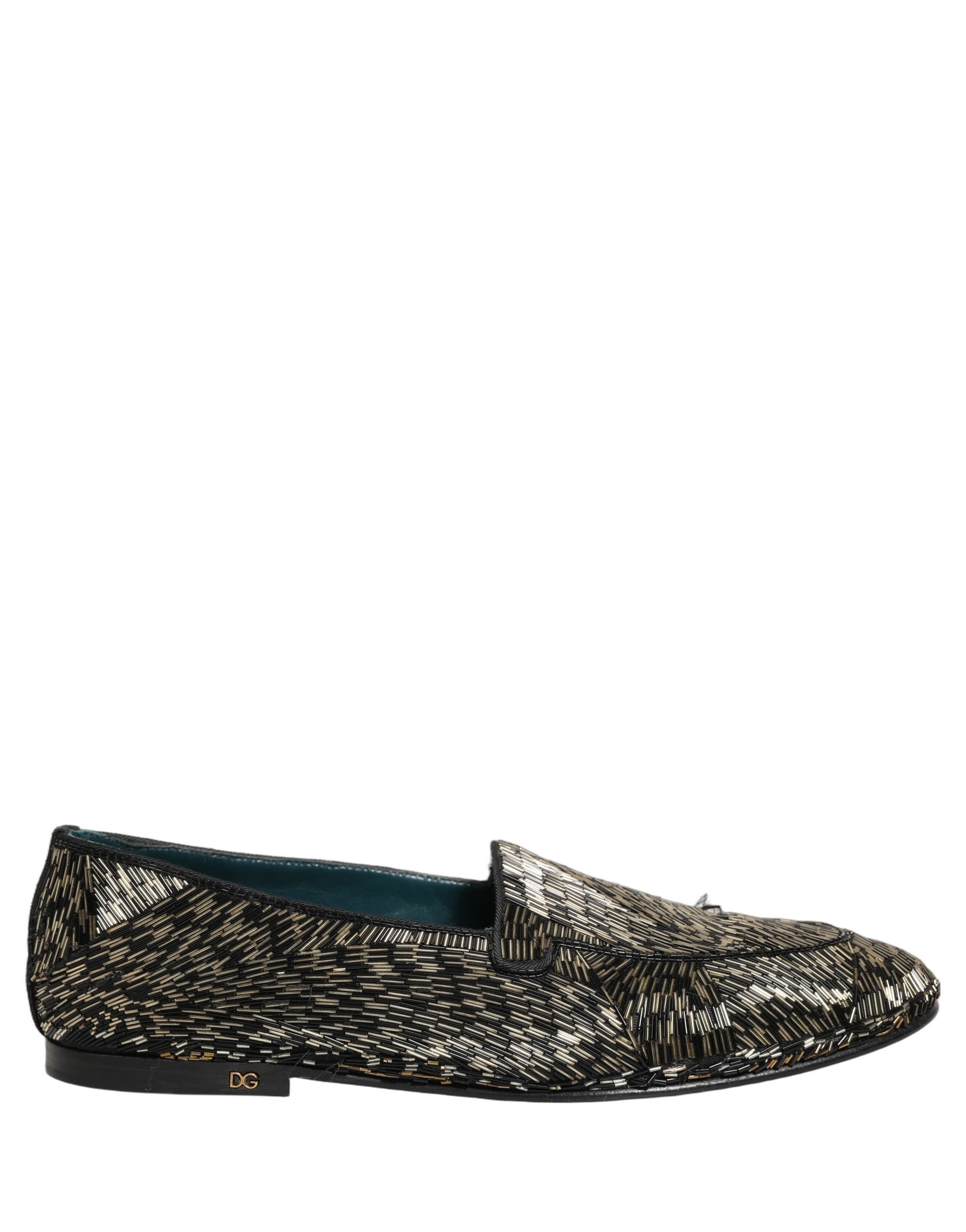 Dolce & Gabbana Black Silver Embellished Dress Loafers Shoes