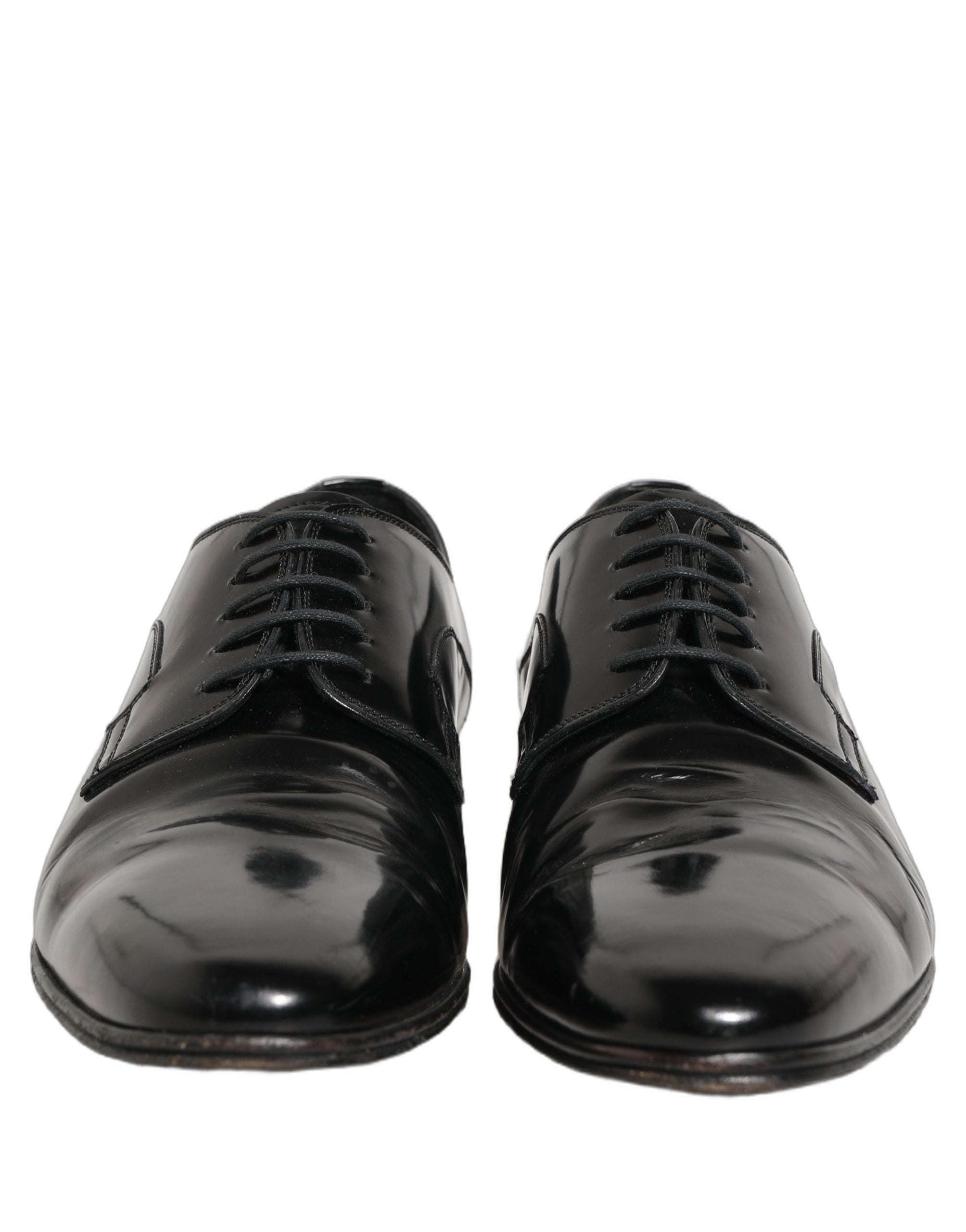 Dolce & Gabbana Black Leather Men Derby Dress Formal Shoes