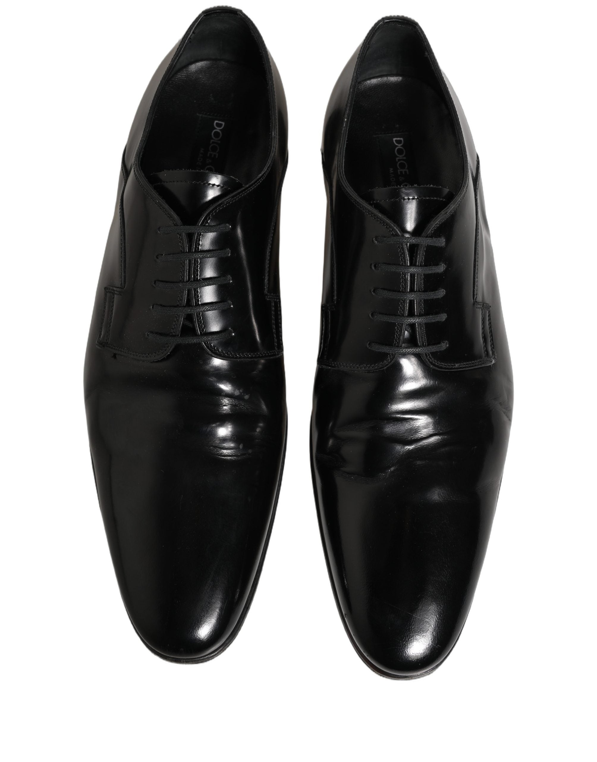 Dolce & Gabbana Black Leather Men Derby Dress Formal Shoes