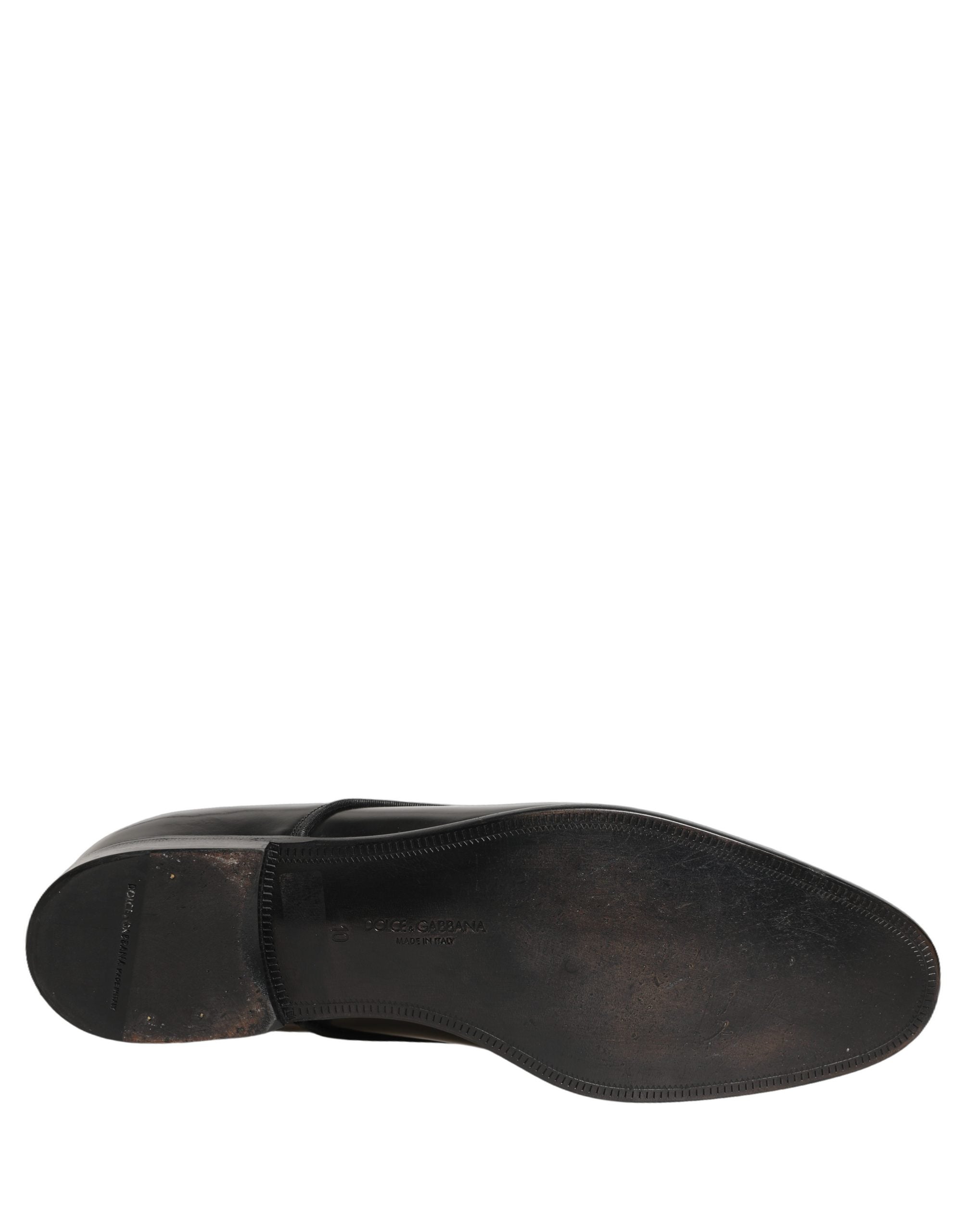 Dolce & Gabbana Black Leather Men Derby Dress Formal Shoes