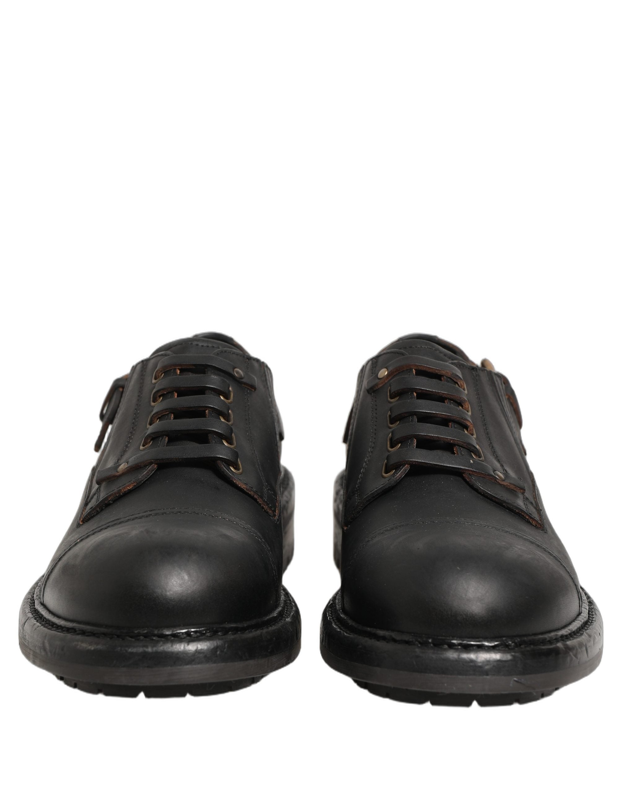 Dolce & Gabbana Dress Black Leather Lace Up Derby Men Shoes