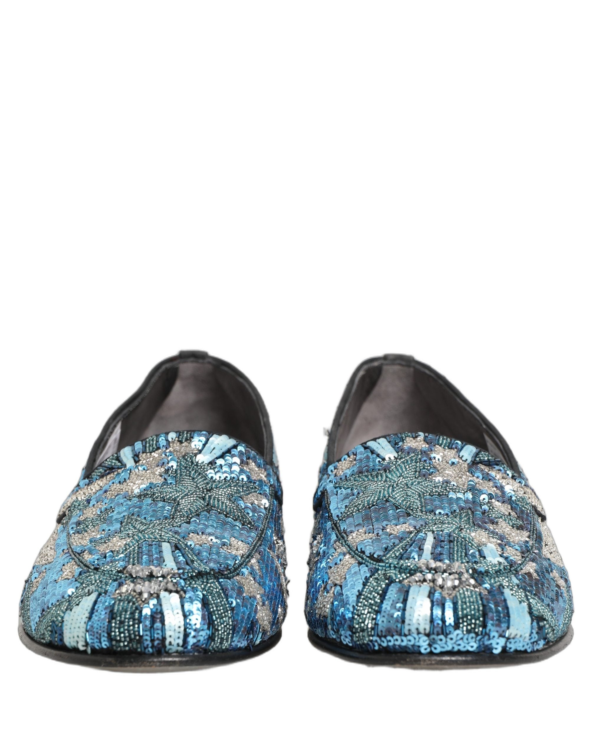 Dolce & Gabbana Multicolor Embroidered Sequin Loafers Shoes