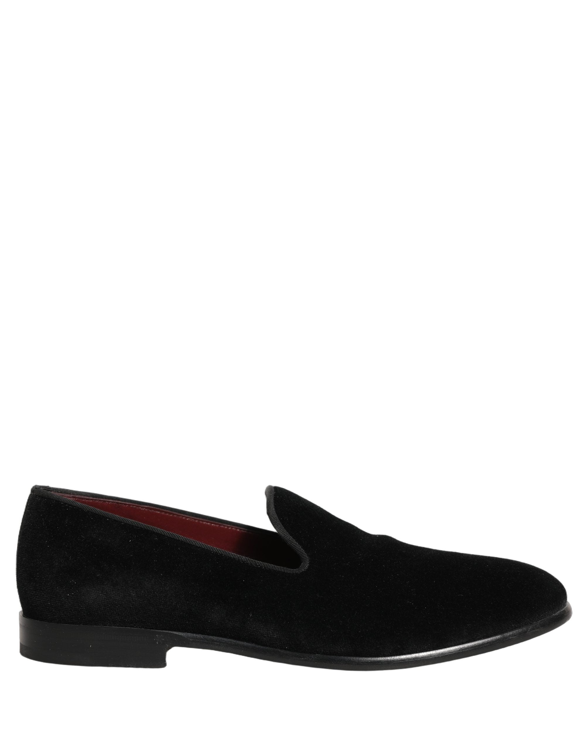 Dolce & Gabbana Black Velvet Cotton Loafers Formal Dress Shoes