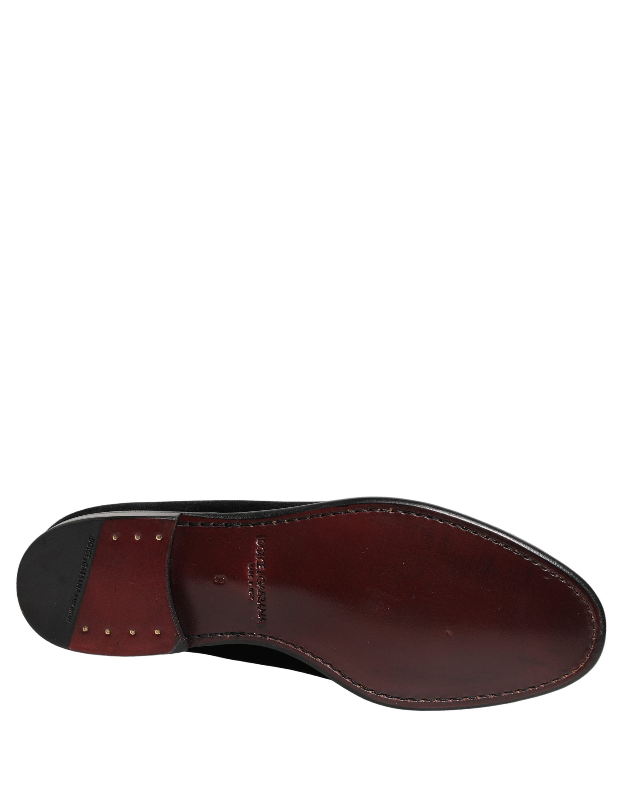 Dolce & Gabbana Black Velvet Loafers Formal Men Dress Shoes