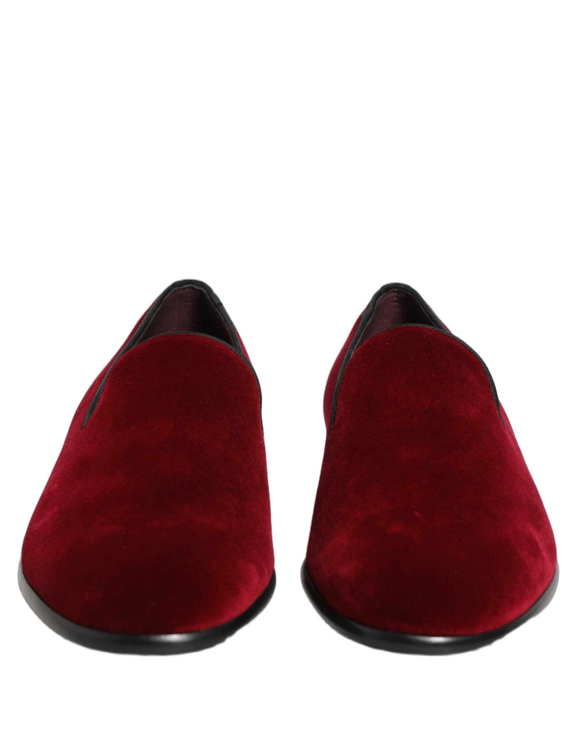 Dolce & Gabbana Maroon Velvet Slip On Dress Loafers Shoes